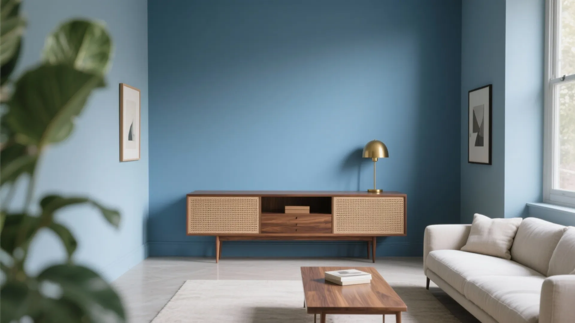 Sky Blue + Warm Wood Contrast