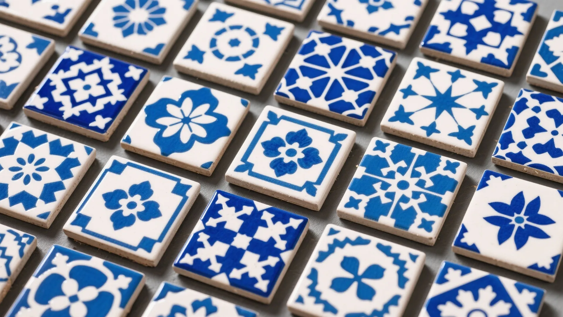 6. Blue and White Patterned Backsplash