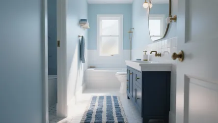 5 Blue and White Bathroom Rug Ideas
