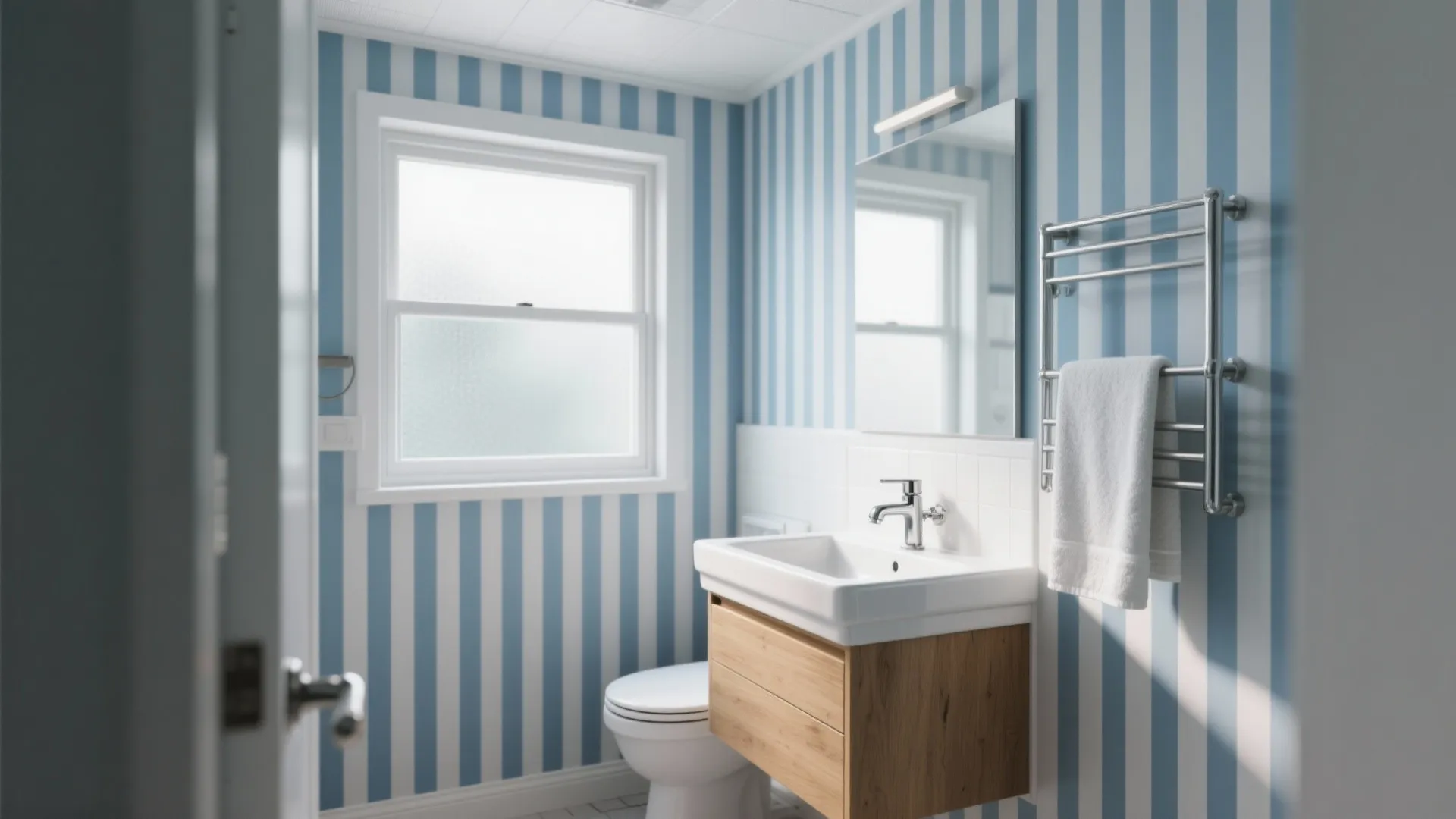Blue & White Bathroom Ideas: 5 Inspiring Looks: Fresh blue and white wallpaper bathroom ideas plus practical tips from a pro designer