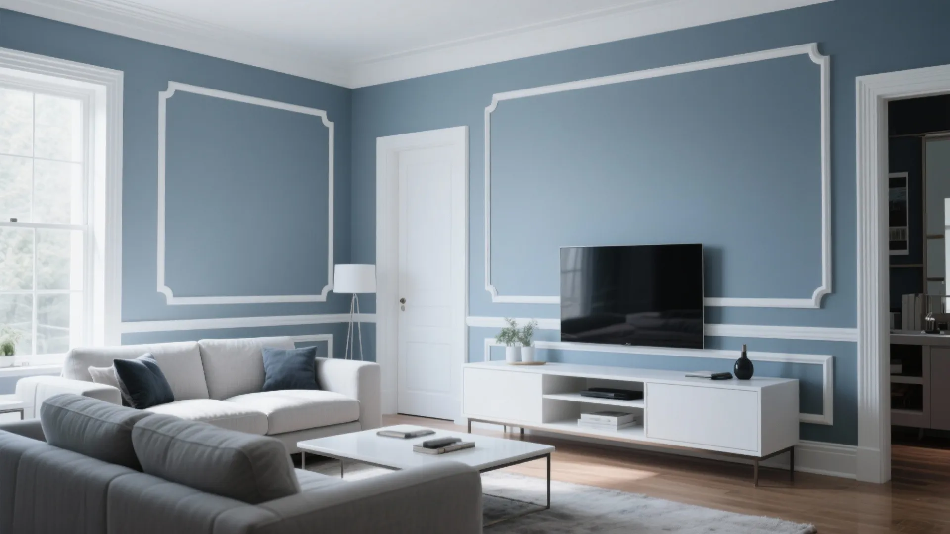 7. Blue Grey and White Contrast