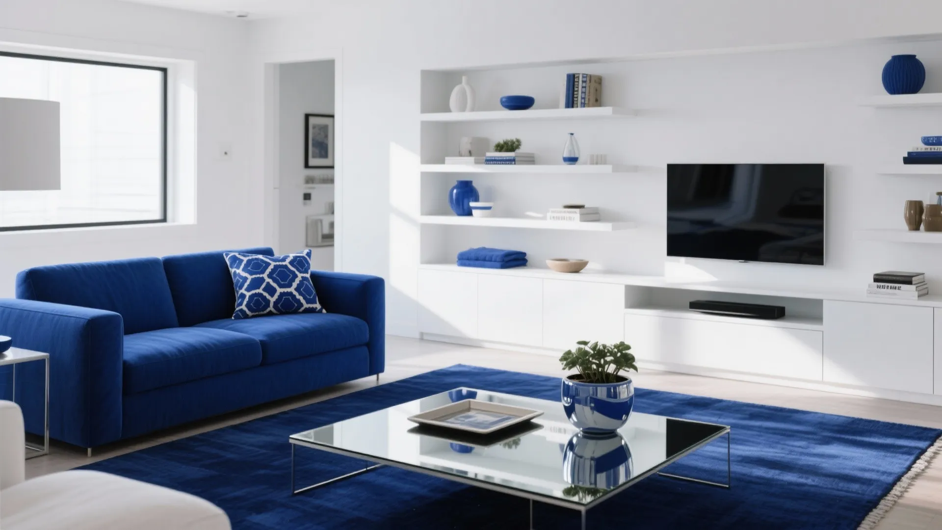 Blue and White Contrast with High-Impact Styling