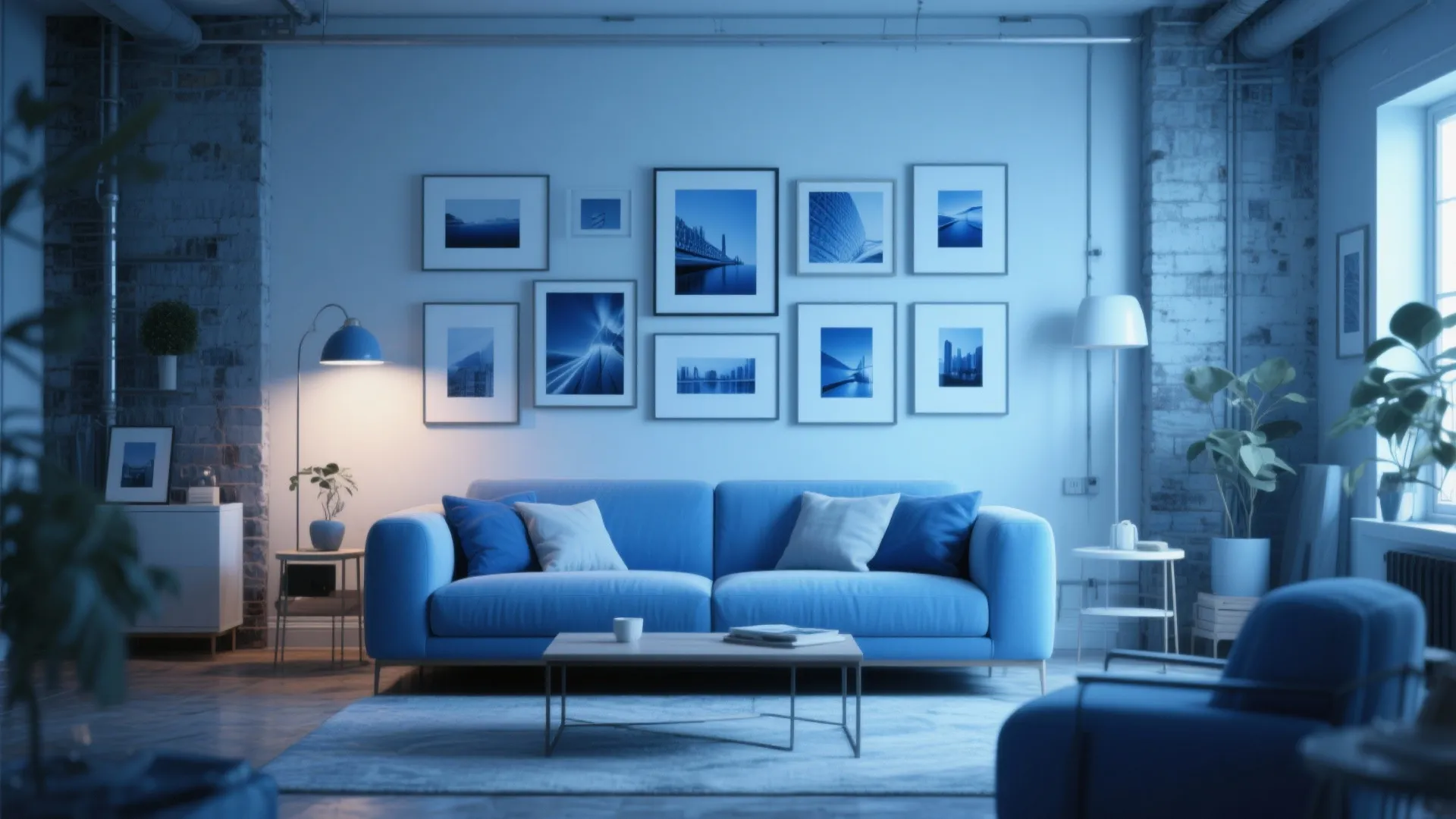 3. Blue and White Gallery Wall