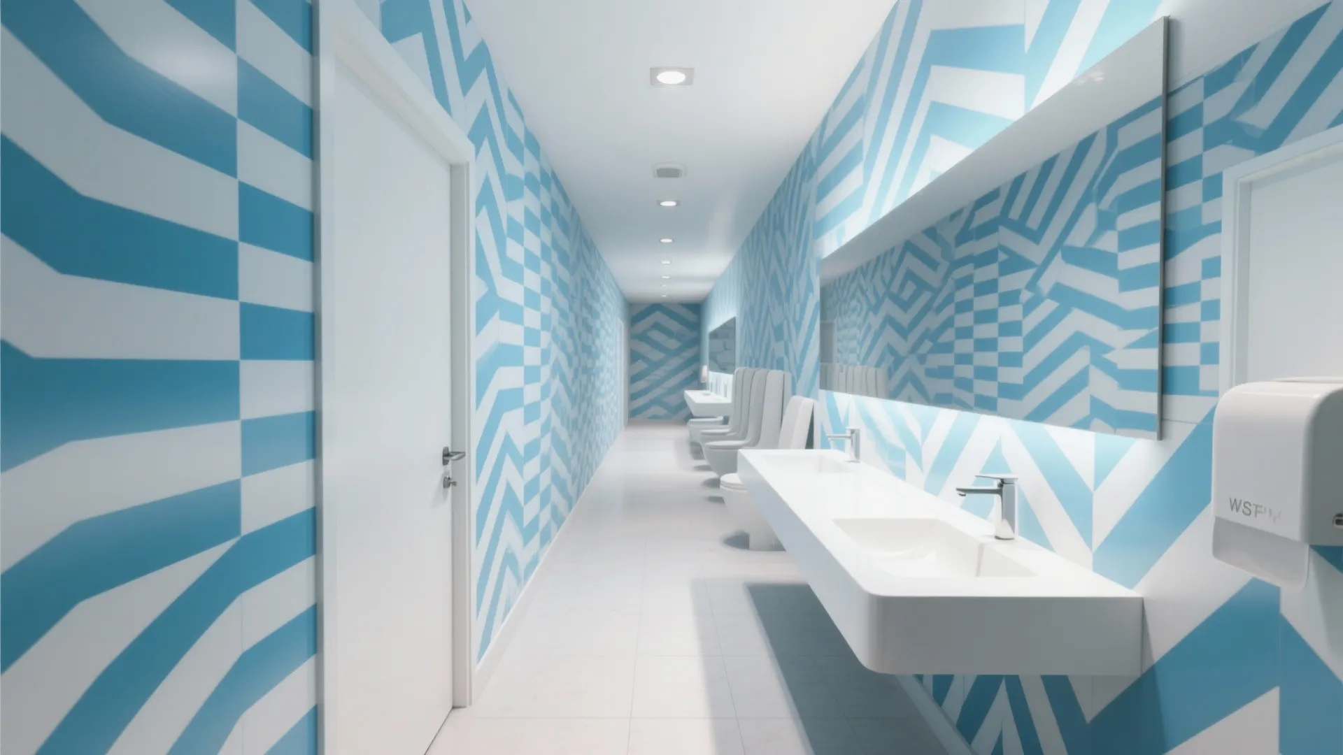 3. Blue and White Geometric for Visual Width