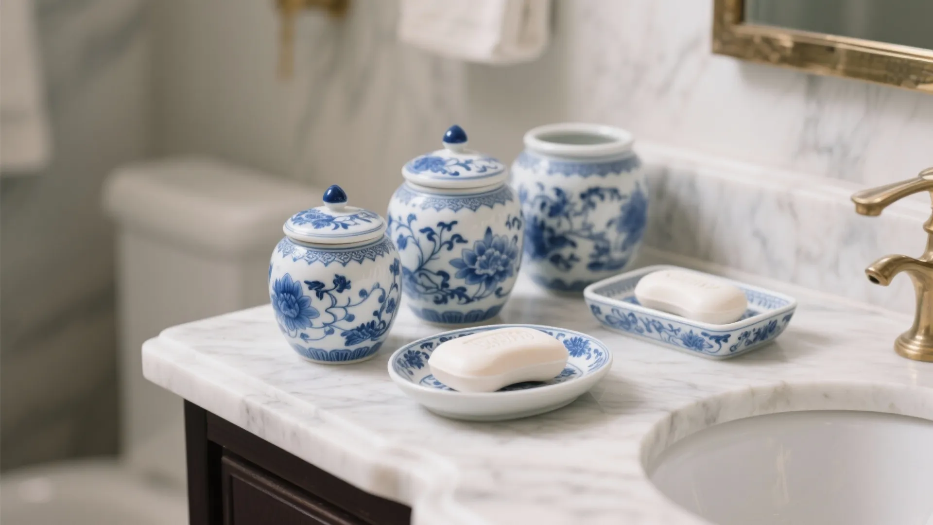 10. Classic Blue and White Porcelain Accents