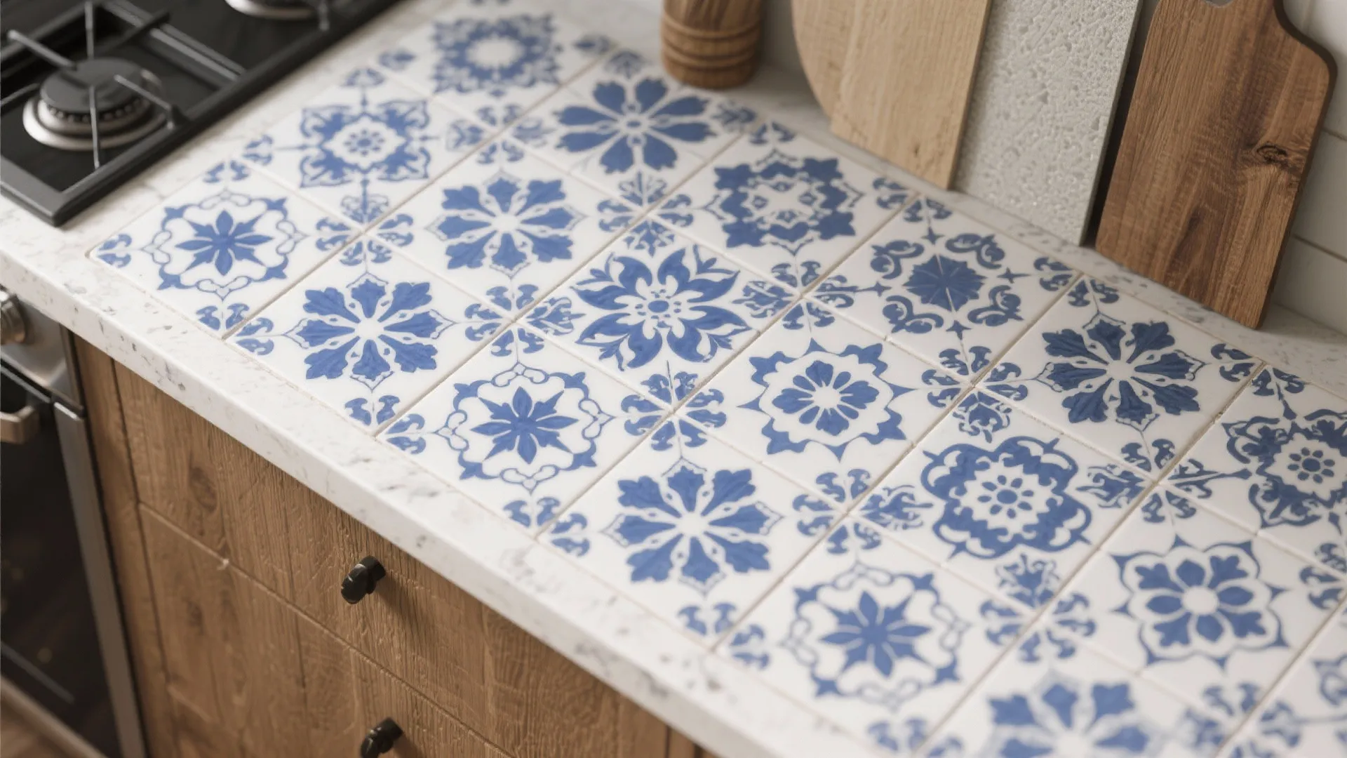 4. Blue and White Patterned Porcelain