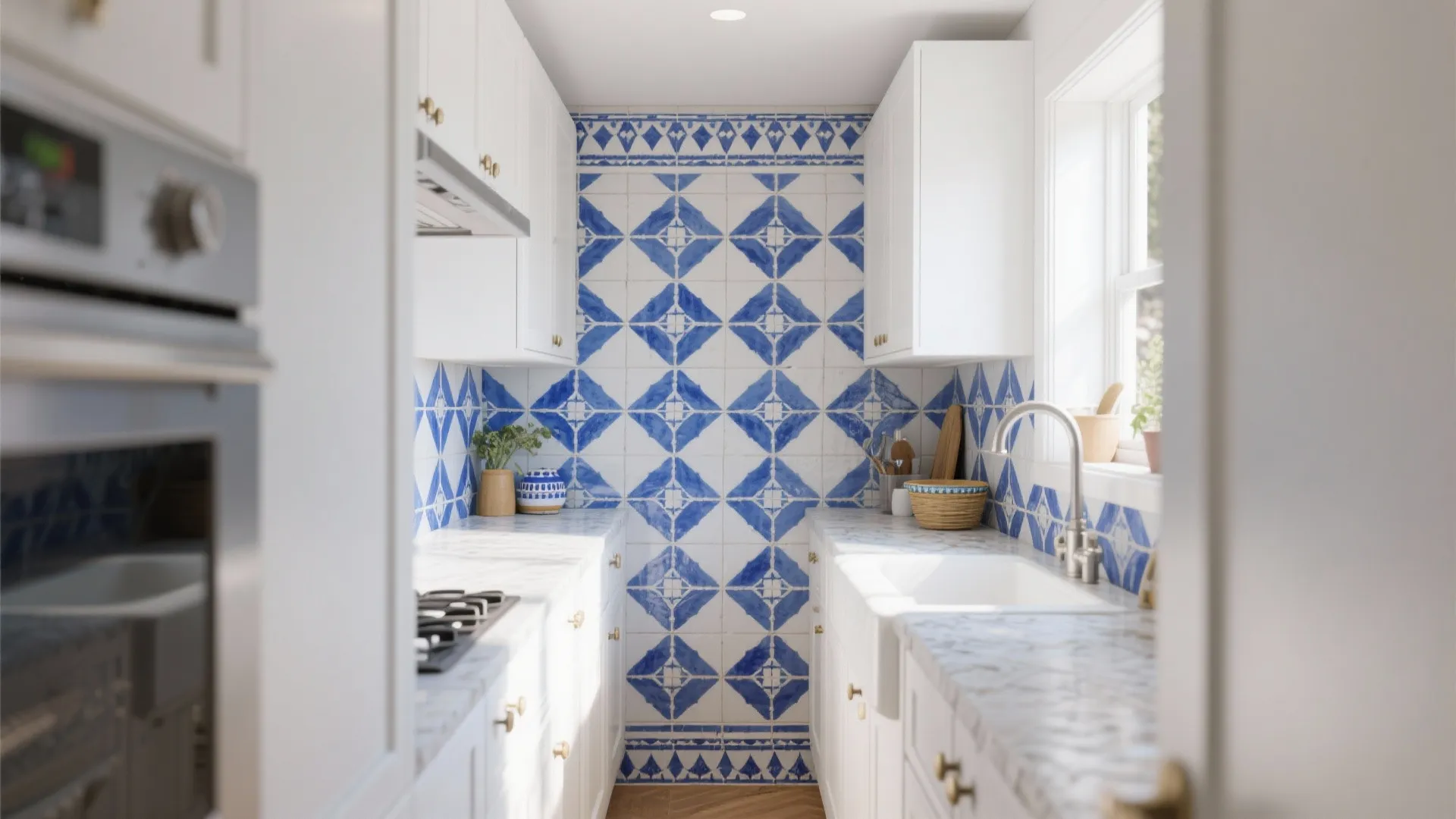 4. Blue and White Geometric Tiles