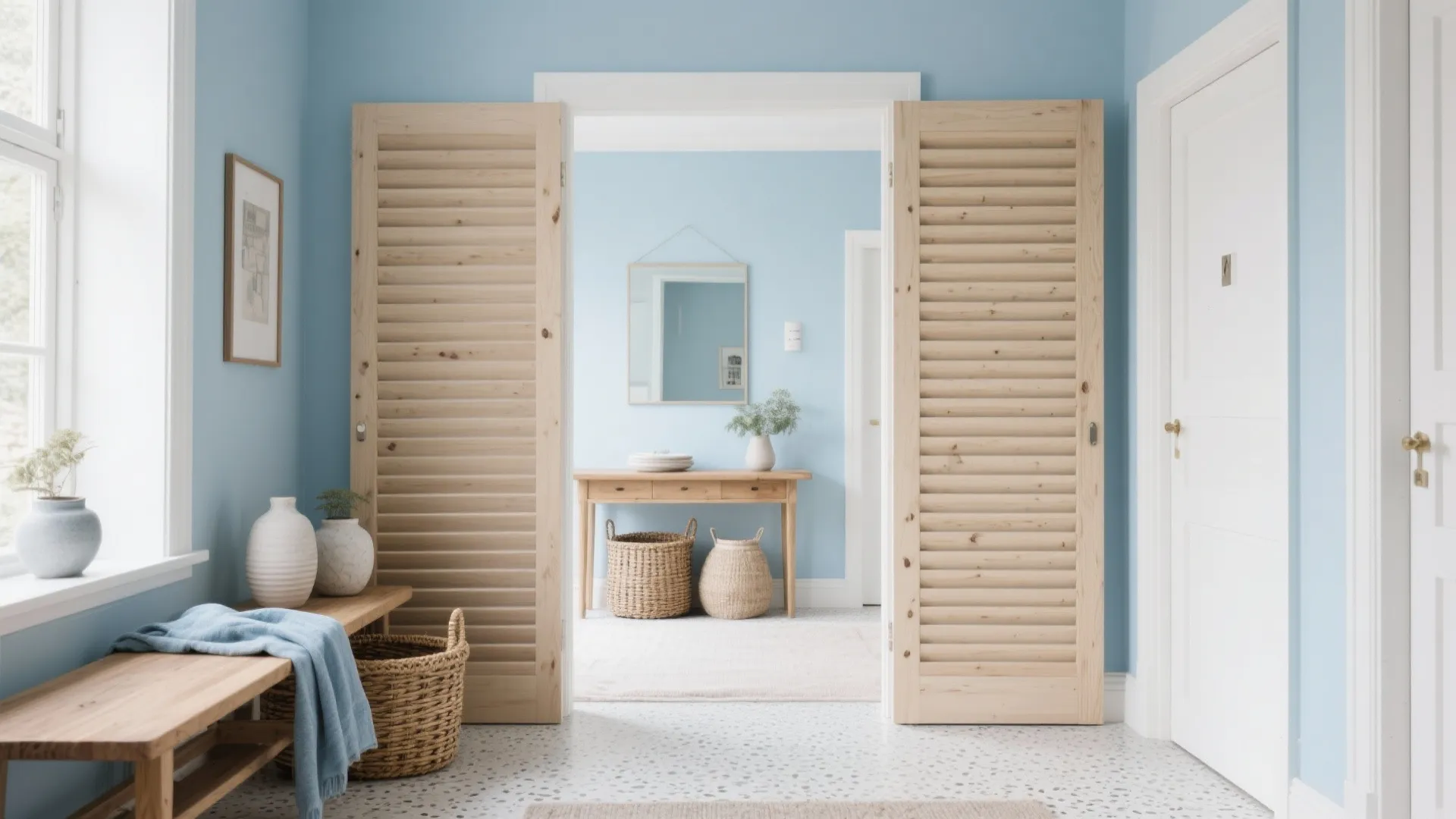 Light Blue + Natural Wood Accents