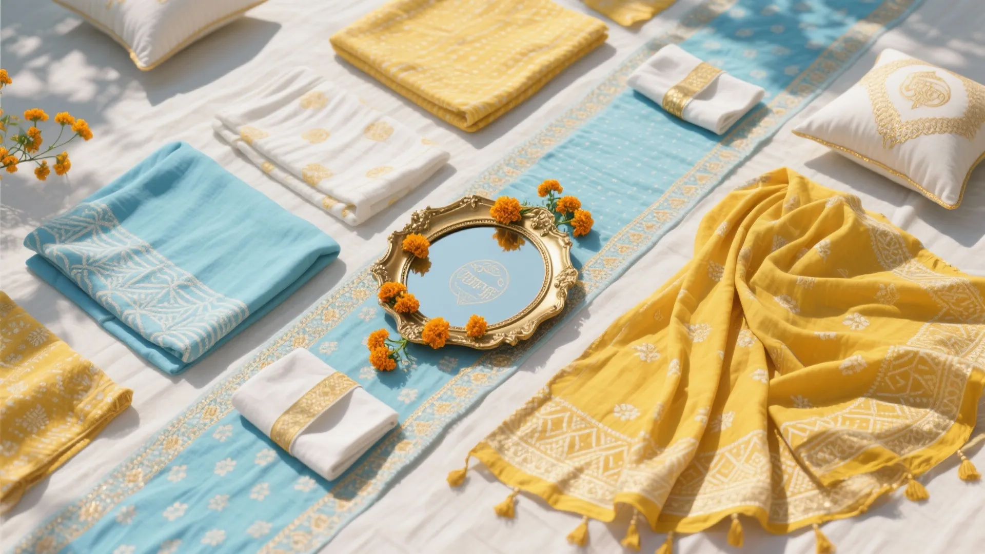 Baby Blue and Haldi Yellow Textiles