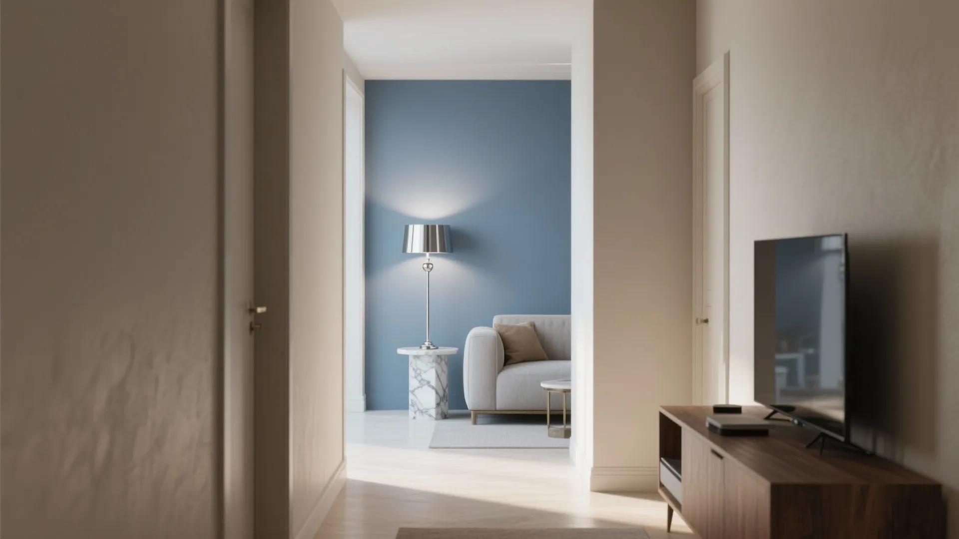 Blue-Gray Accent Wall with High LRV