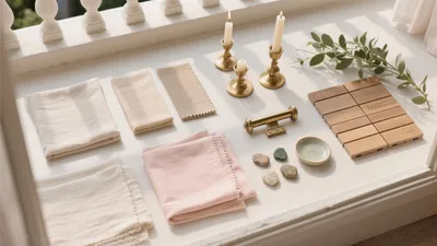 Soft Pastel Bathroom Accessories & Material Samples