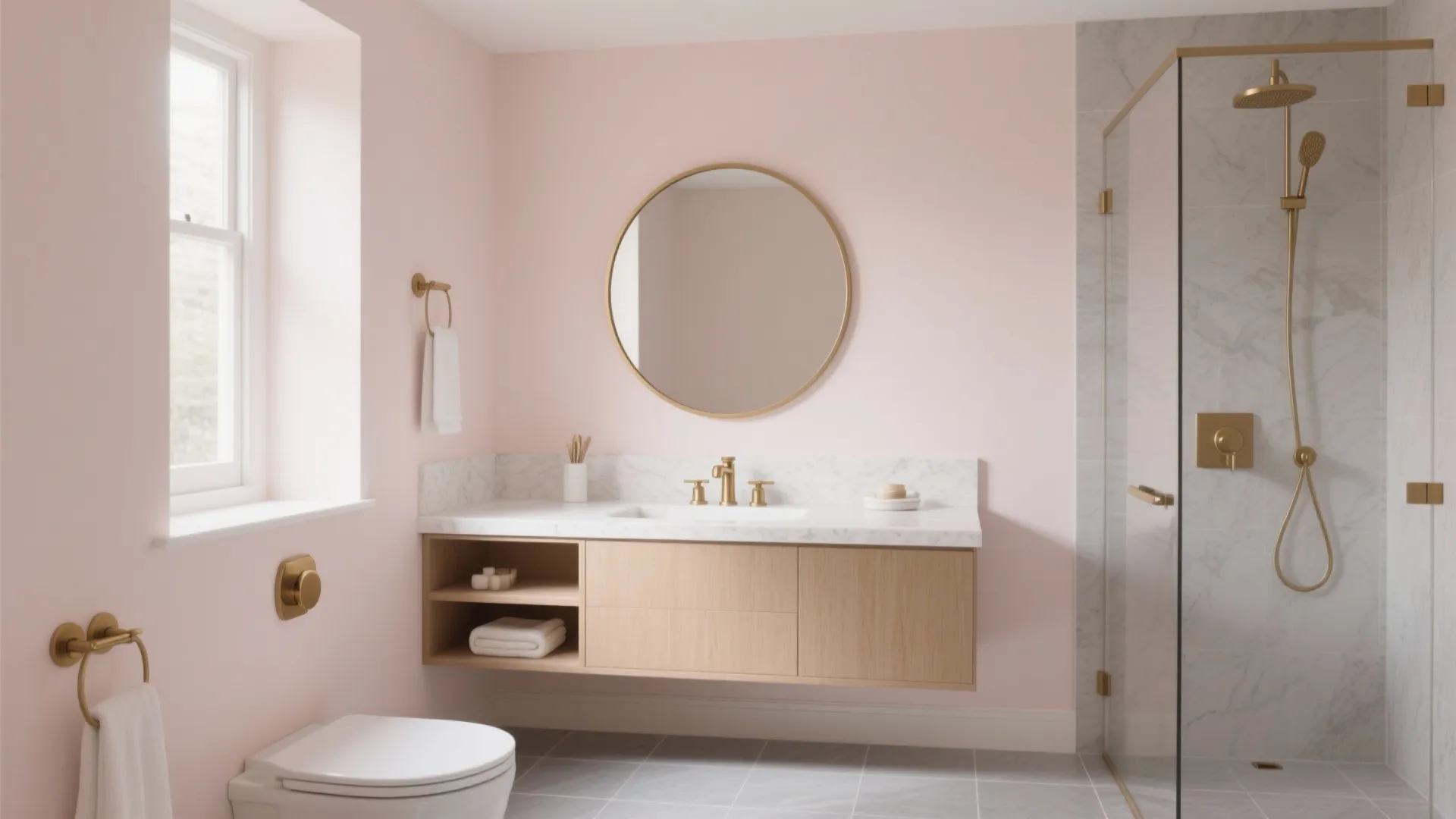 Soft Blush Walls with Warm Metals