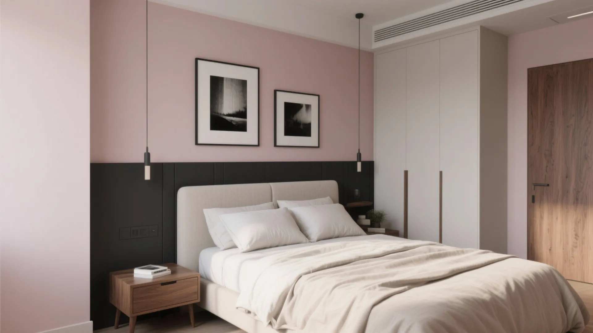 Blush and Charcoal Modern Contrast