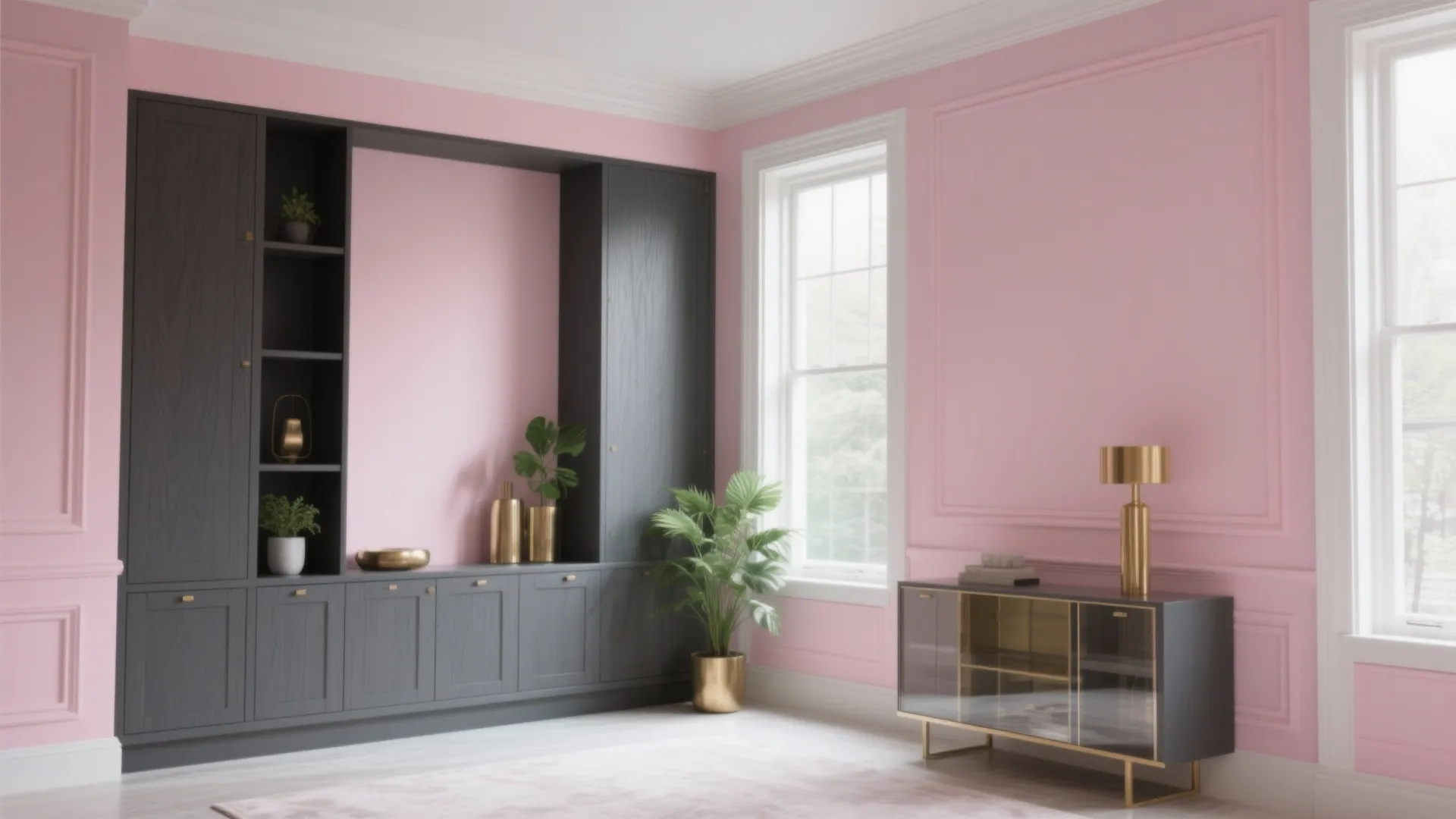 Blush Pink + Charcoal Gray: High-Contrast Modern