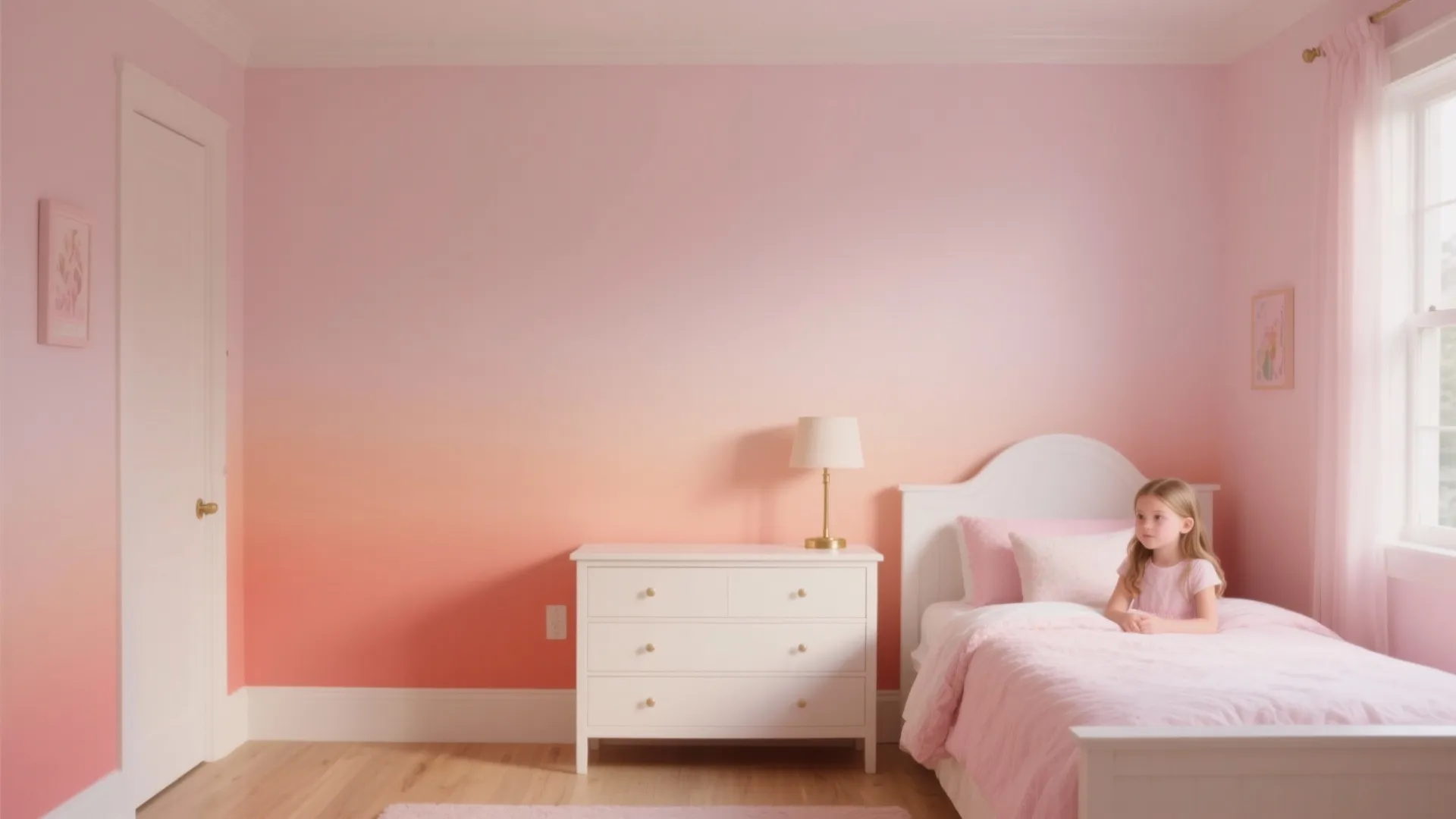 Ombre Sunrise Wall (Blush to Coral)