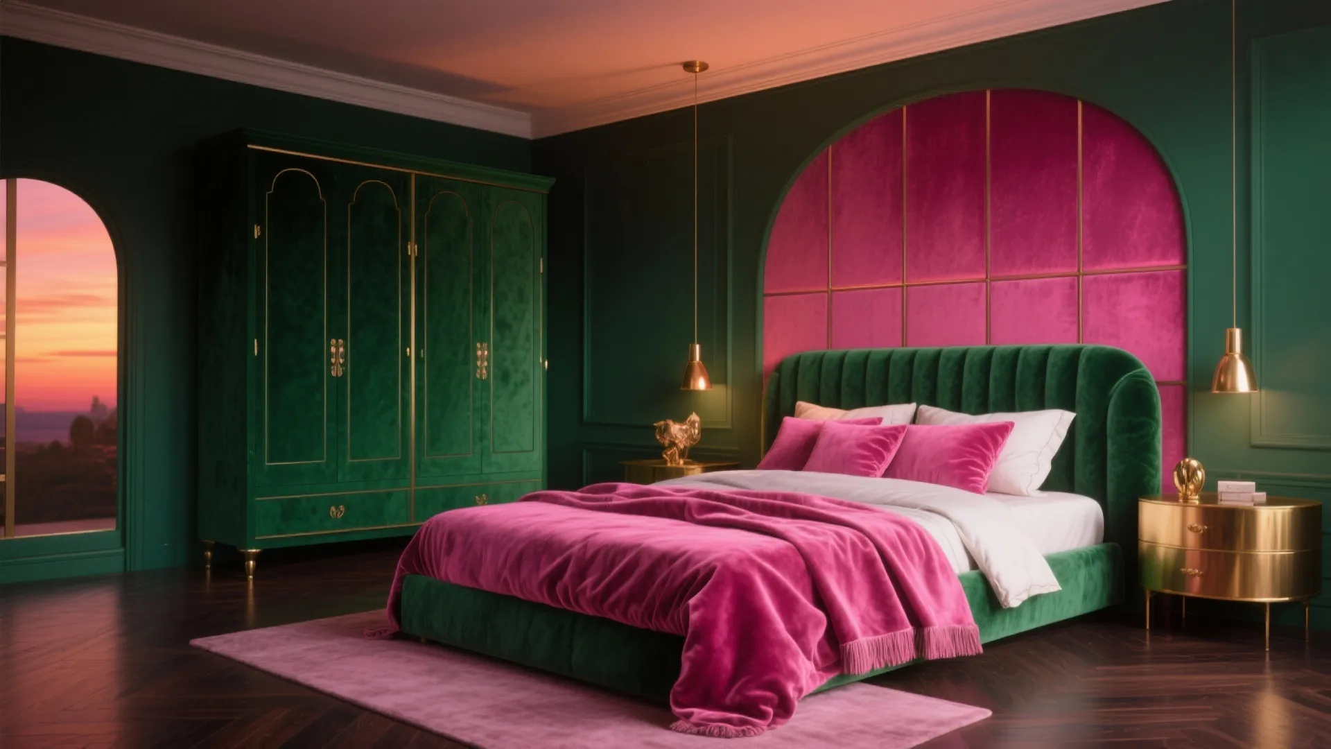 3. Blush and Emerald Contrast