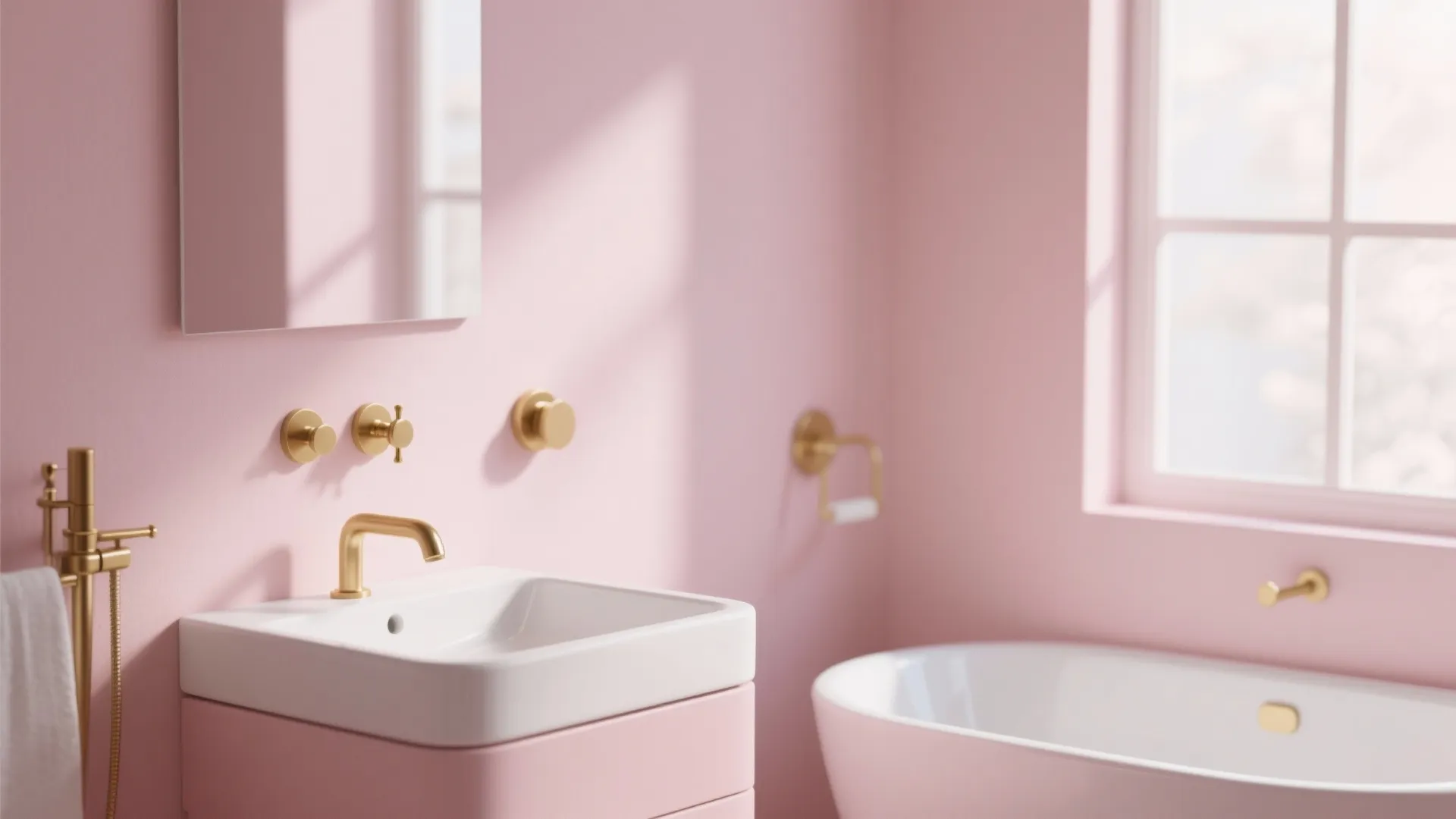 Blush Walls with Gold Fixtures