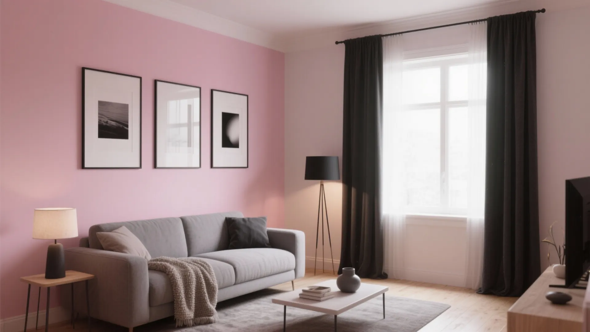 Blush Pink + Warm Gray + Inky Black Accents