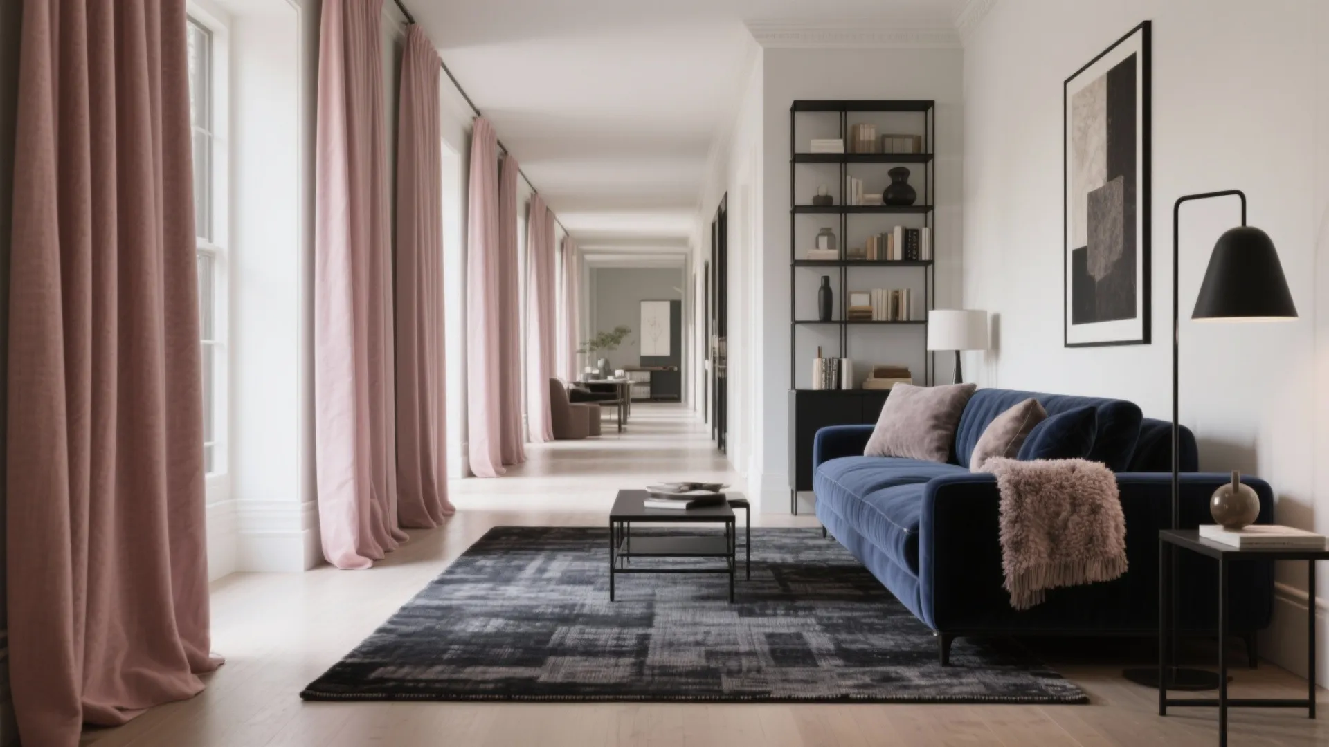 Blush Pink + Navy + Charcoal Ground