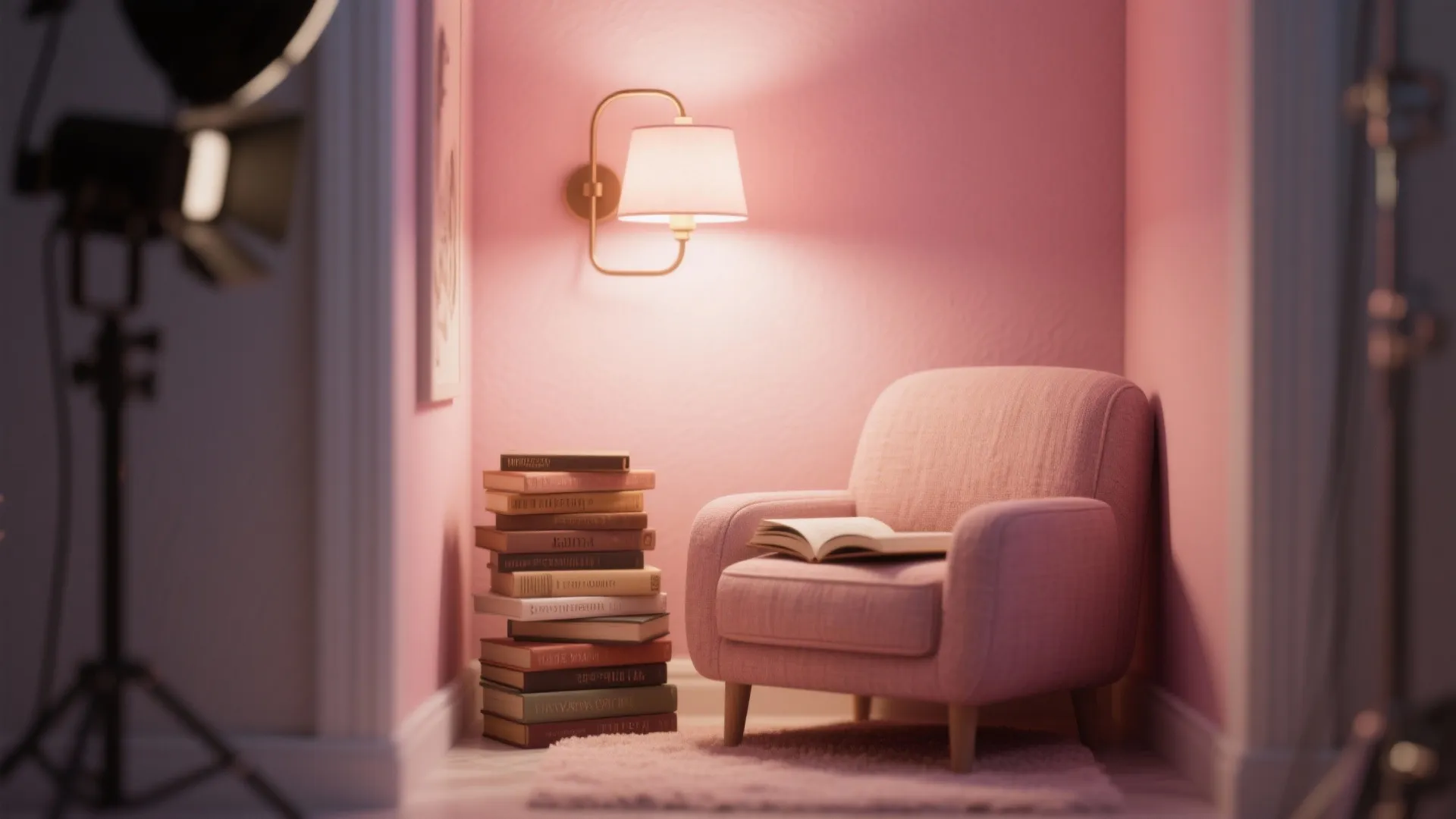 1. Accent a reading nook with warm blush lighting