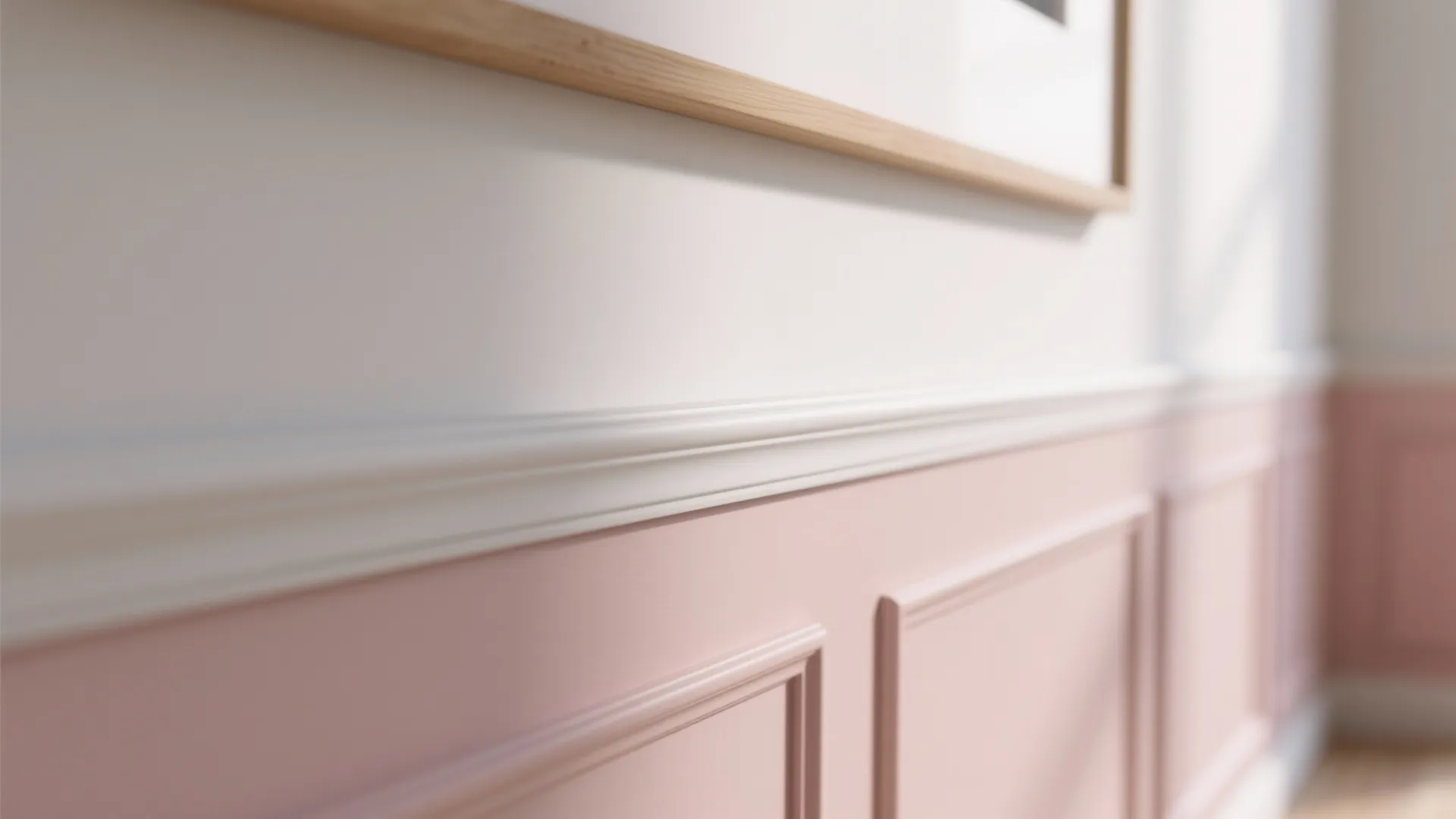 Idea 2: Blush-and-White Split Wall (Modern Wainscot)