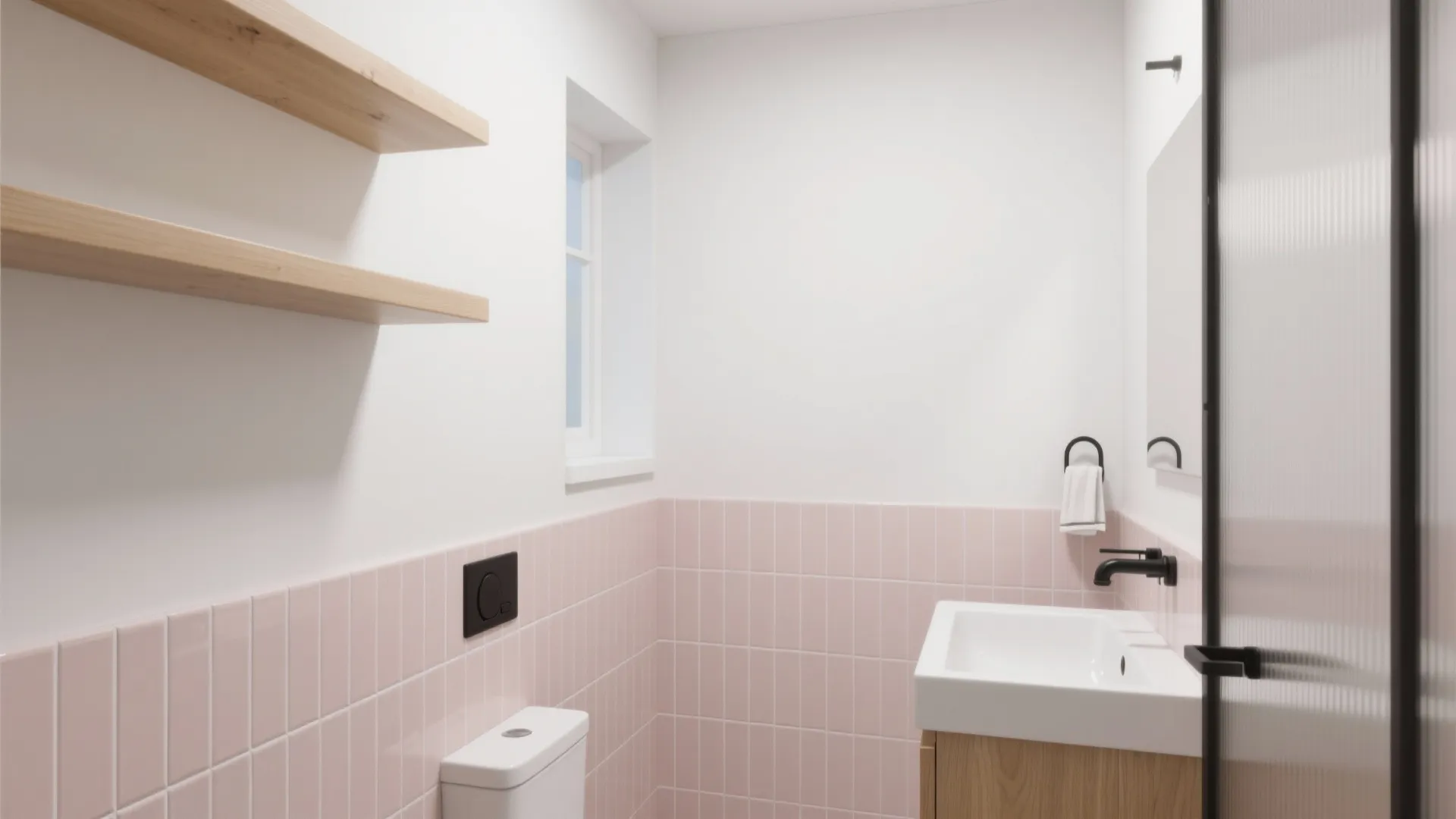 Soft Blush Subway Tiles with Clean Grout Lines