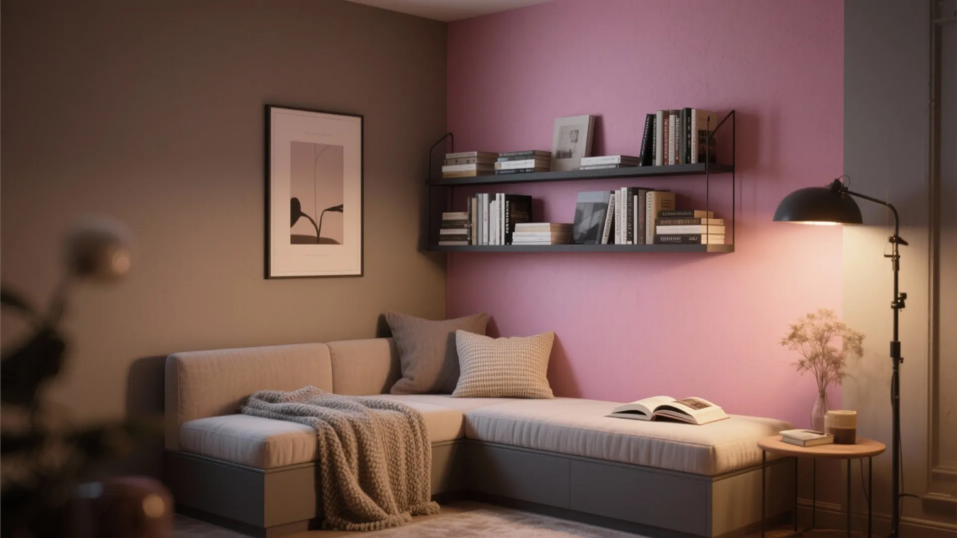 4) Blush Pink + Mushroom Taupe + Soft Charcoal