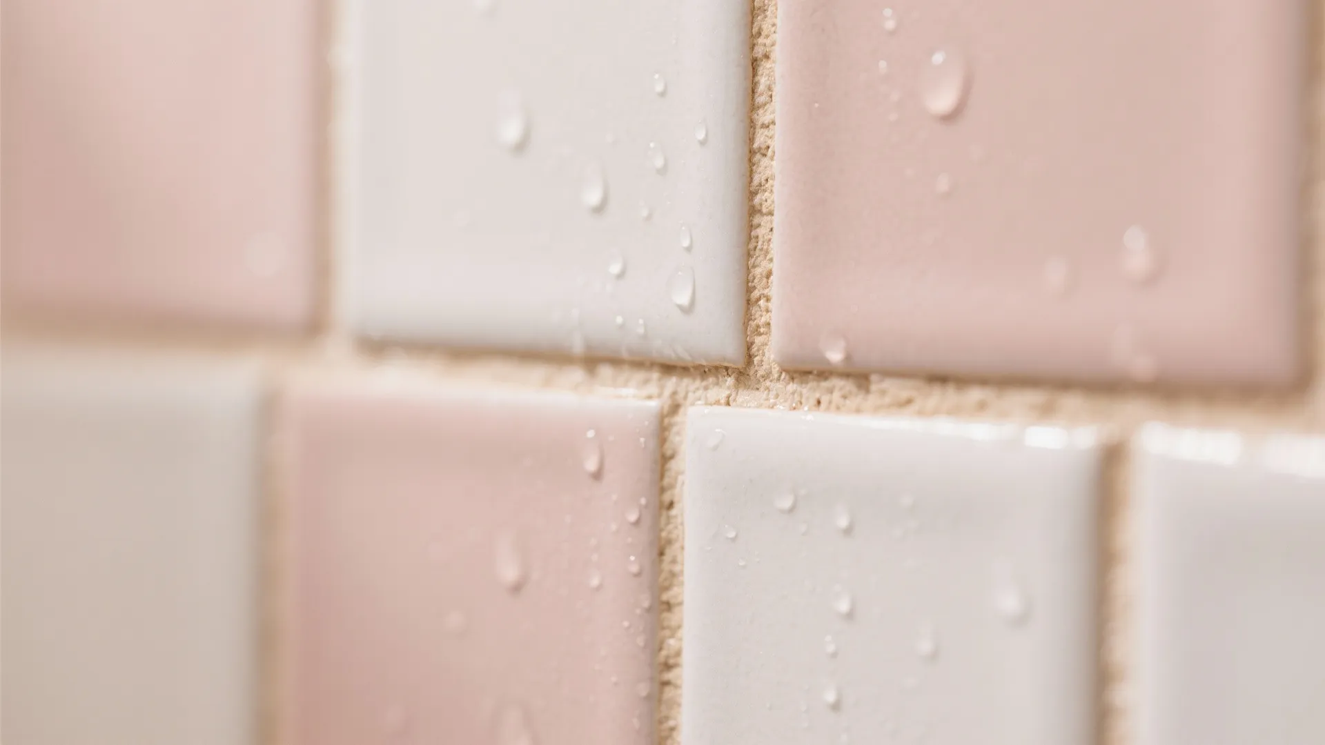 Soft Blush Tiles with Warm Grout