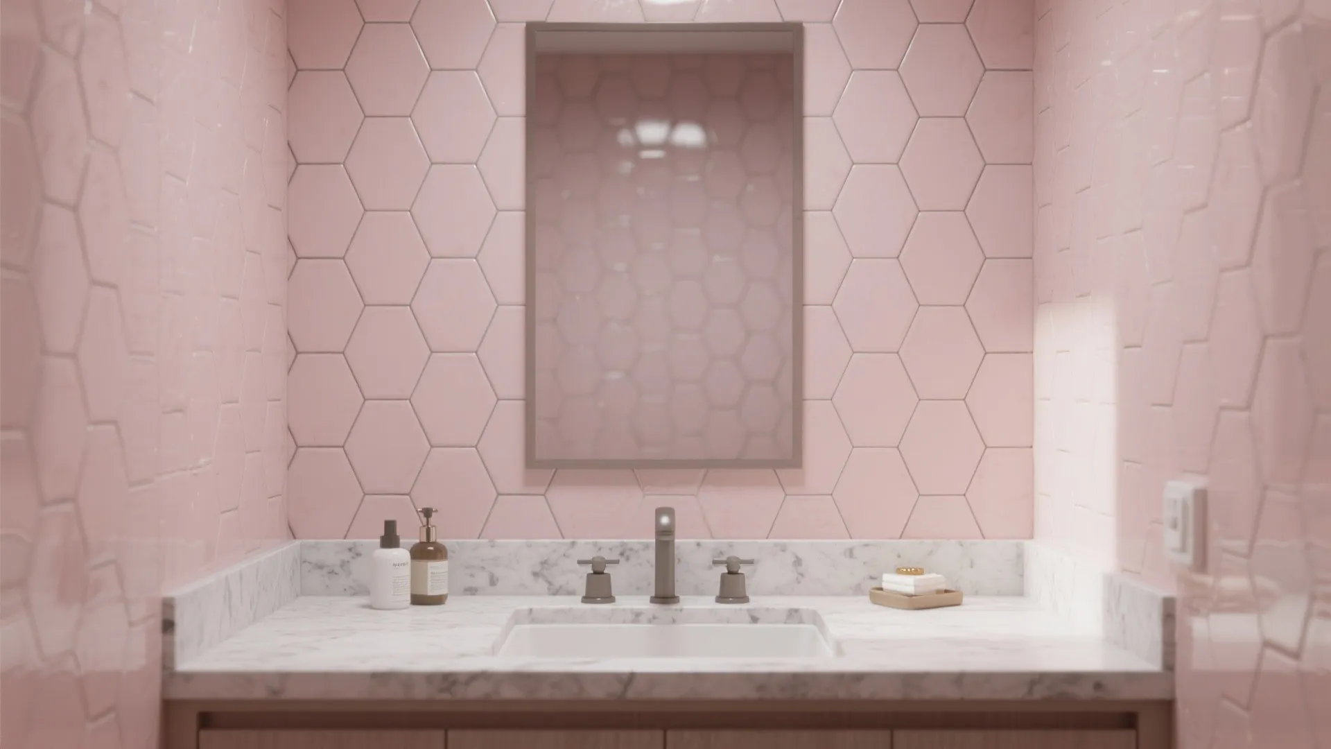 2. Blush Tile Feature Wall