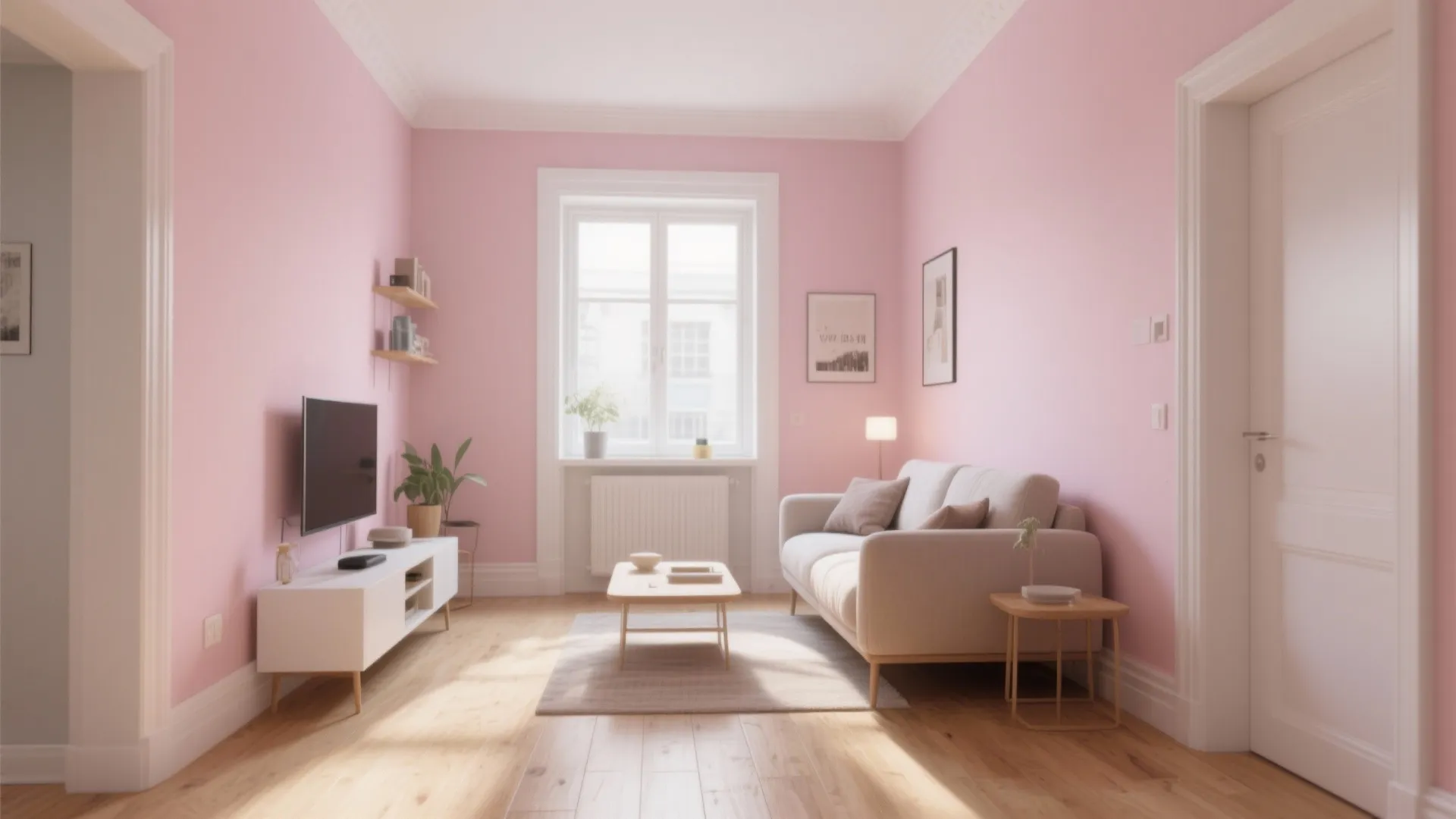 1. Soft blush base with white trim