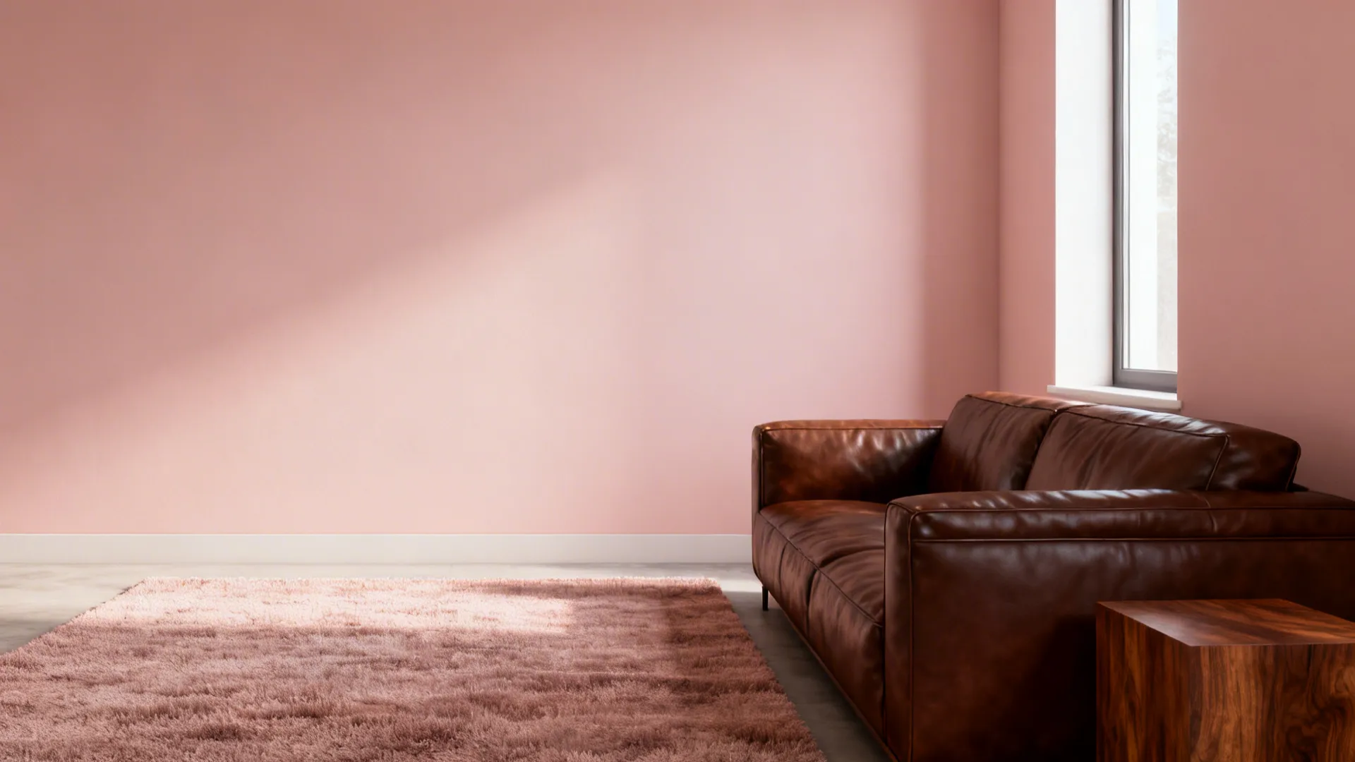 1. Warm Blush Walls with Chocolate Accents