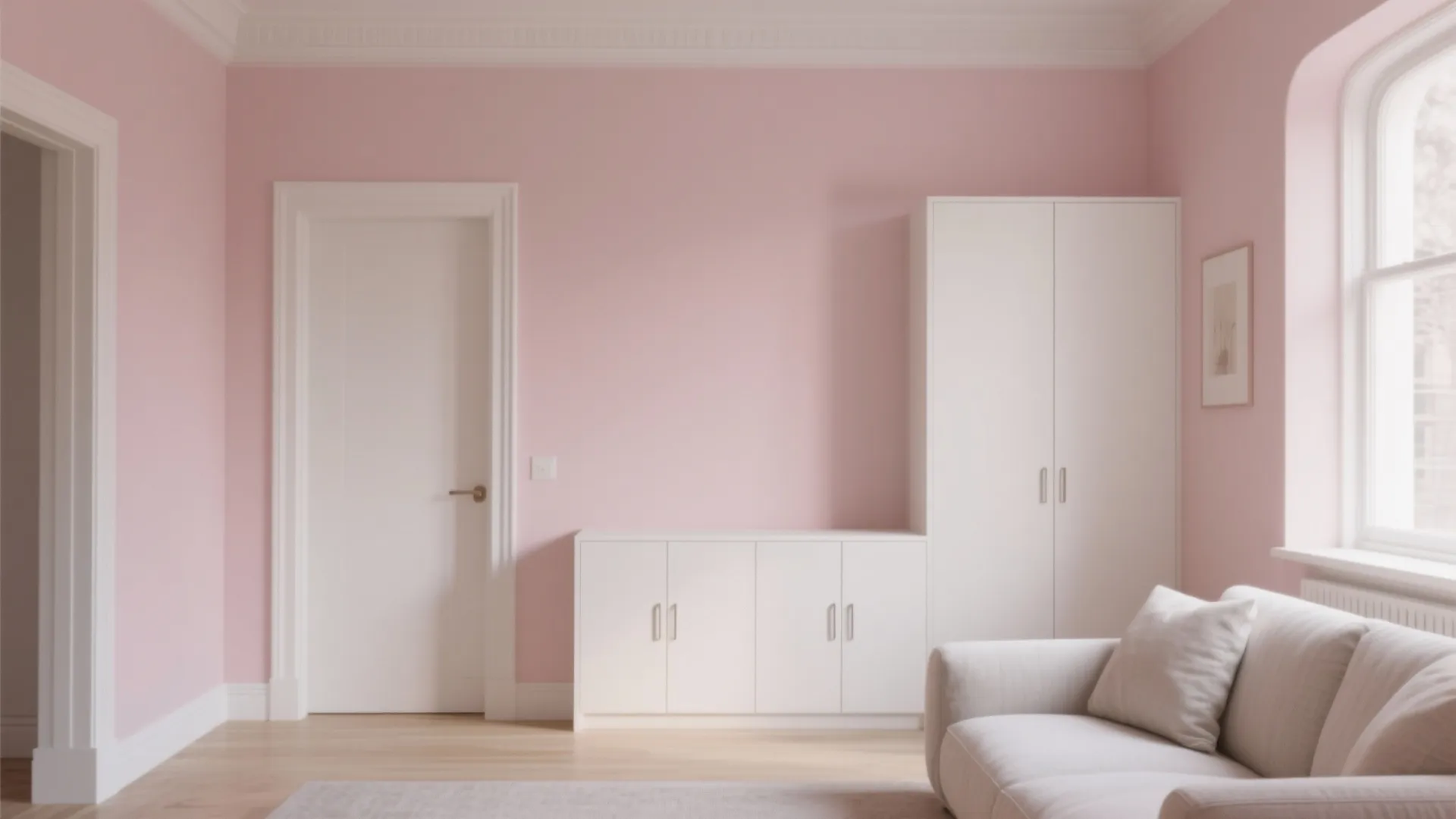 Blush-on-White Minimalism for Small Living Rooms