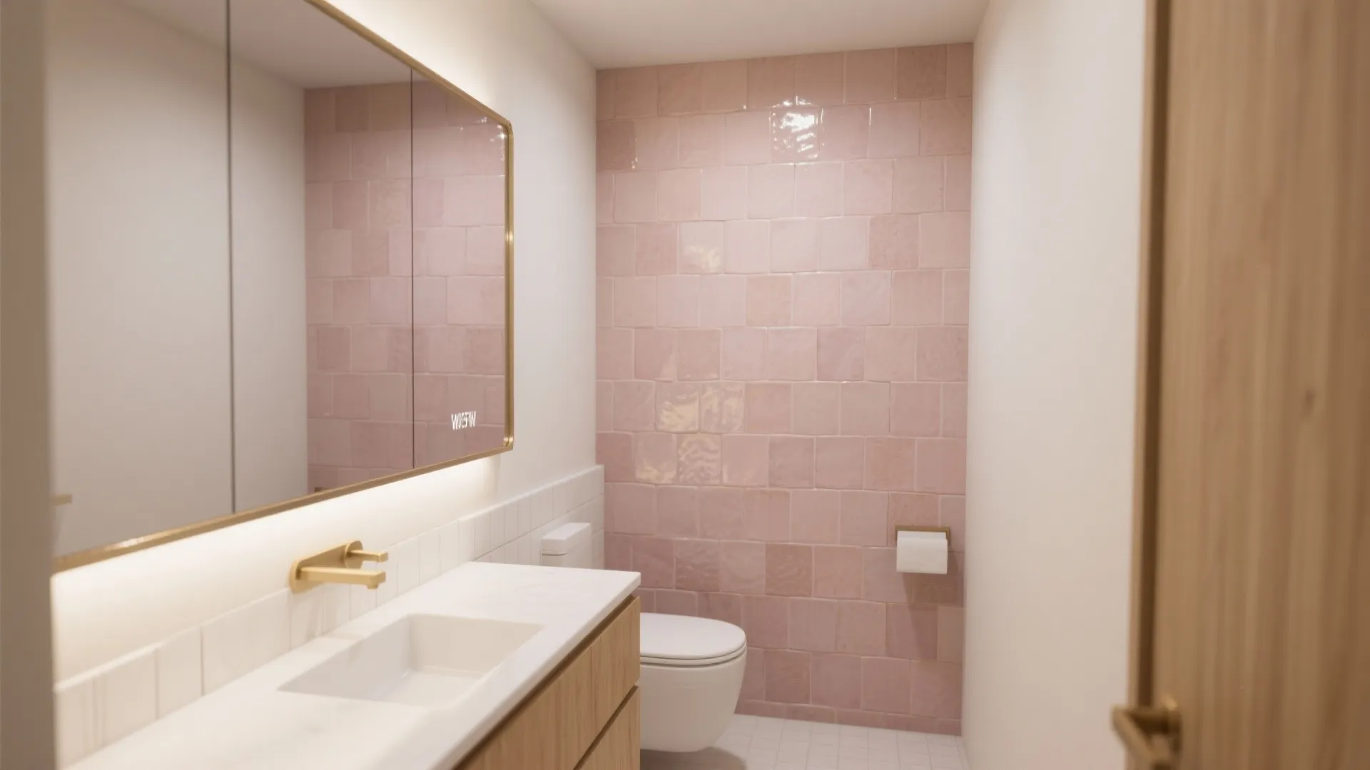 Soft Blush Tiles with a Handcrafted Glow
