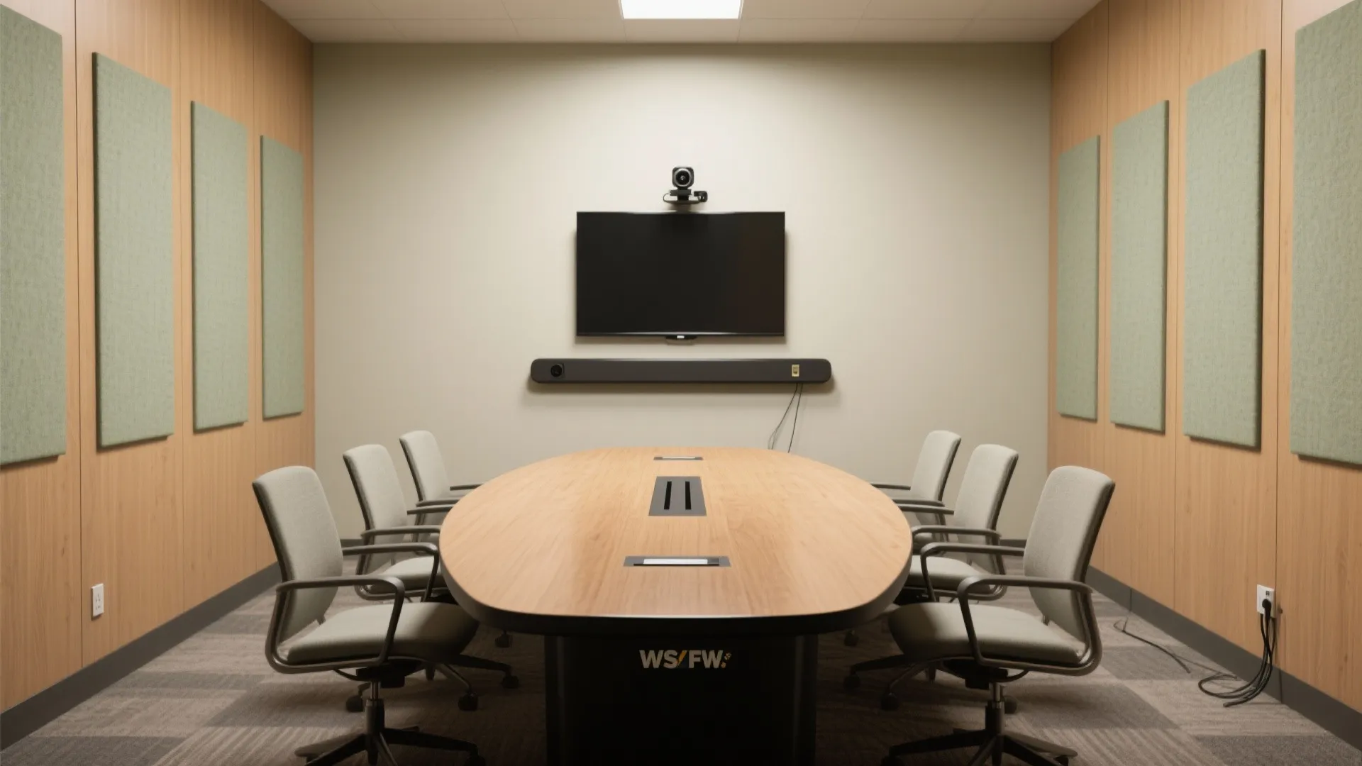 Boat-shaped table and a single focal wall