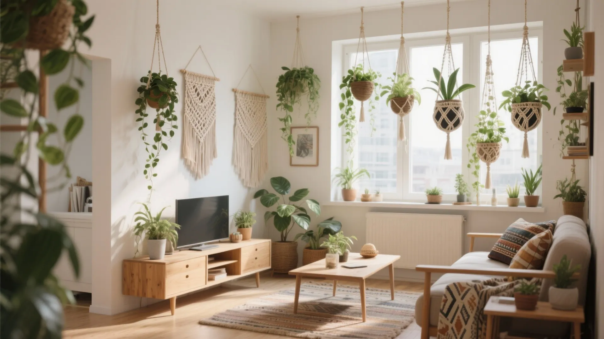 Hanging planters for vertical interest