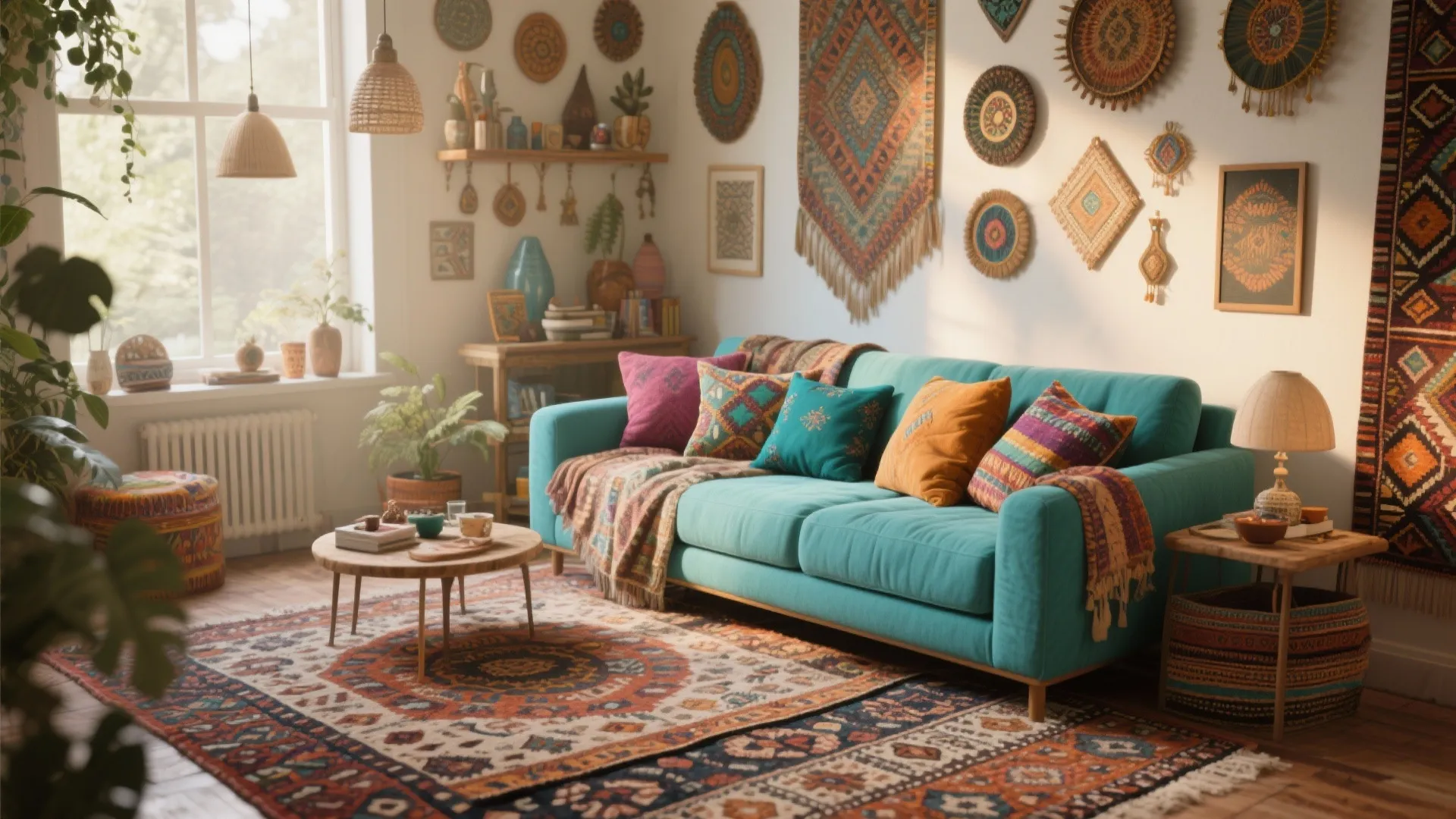 2. Bohemian Layers with Turquoise Textiles