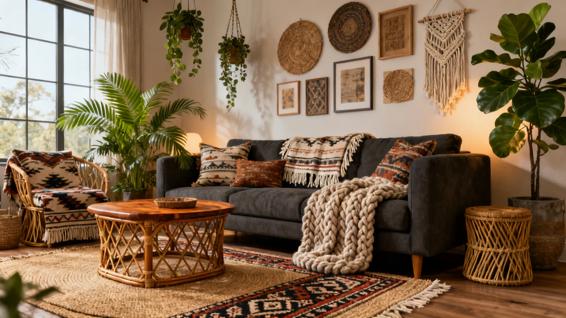 5 Cozy Ideas for Dark Grey Couch Boho Living Rooms