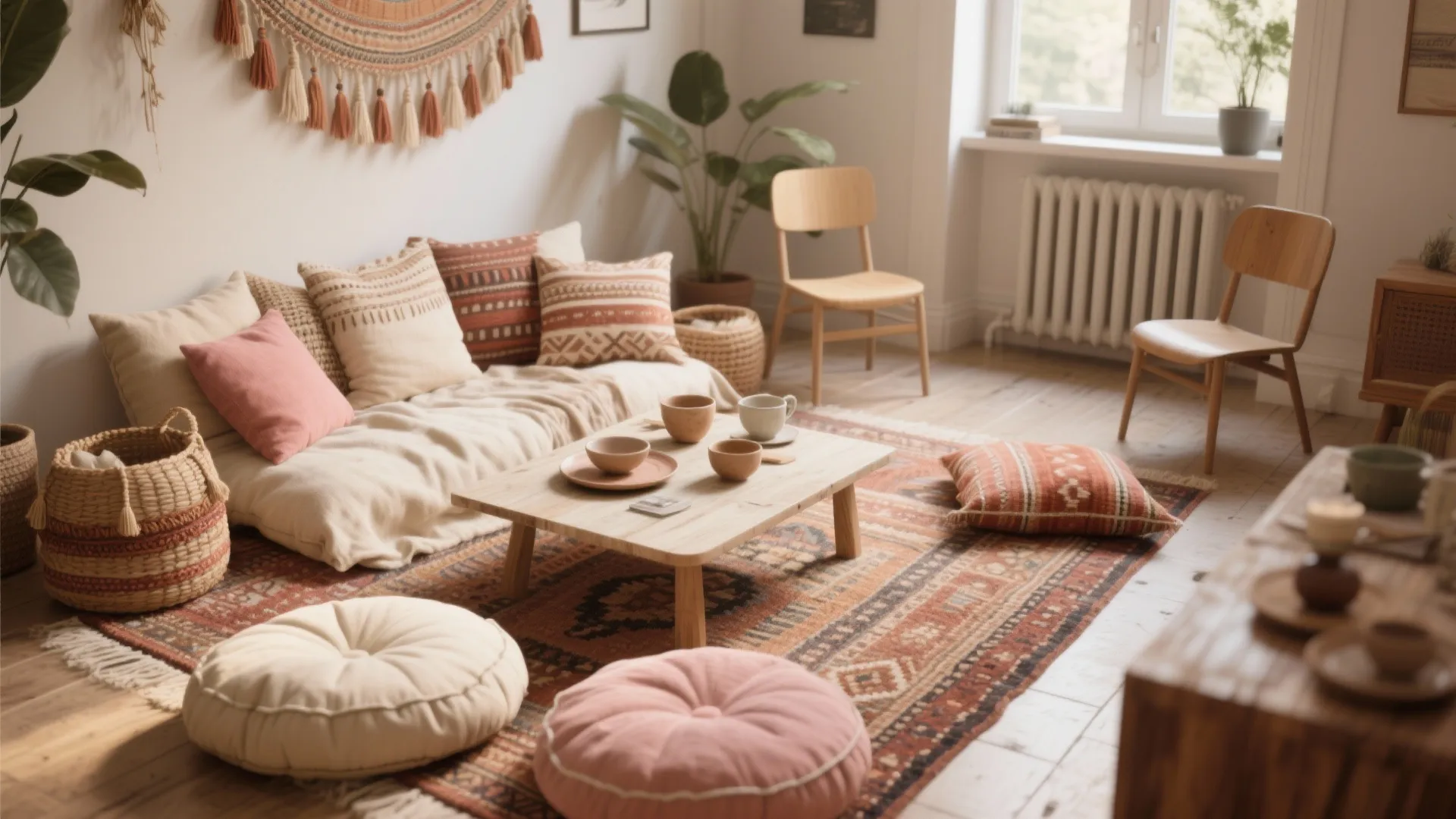 Boho Picnic Lounge in Neutral Tones