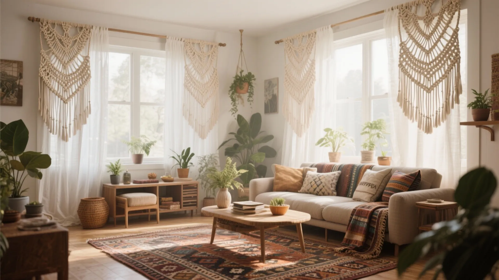 8. Boho Style with Macrame Panels