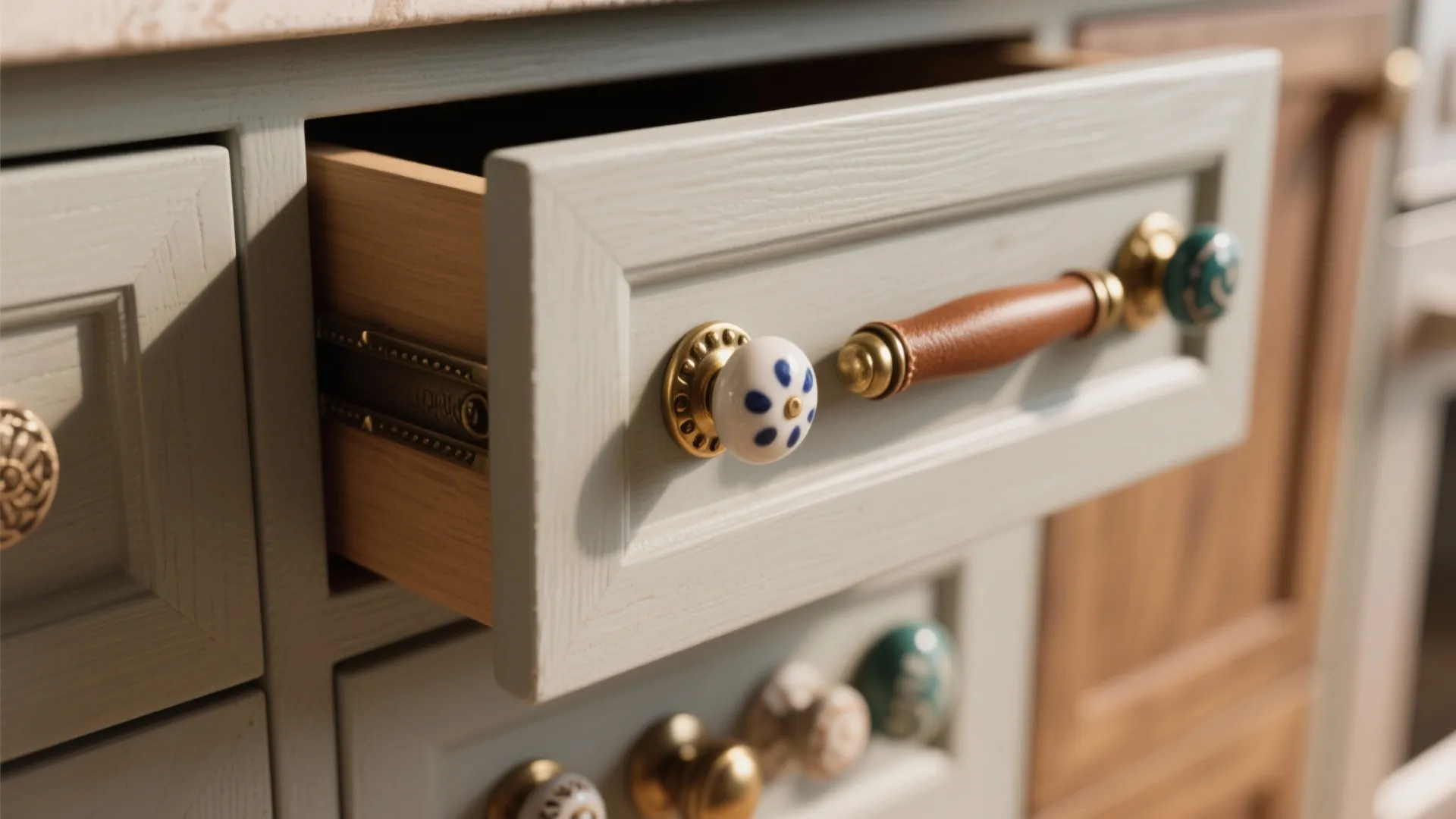 3. Mix-and-Match Cabinet Pulls