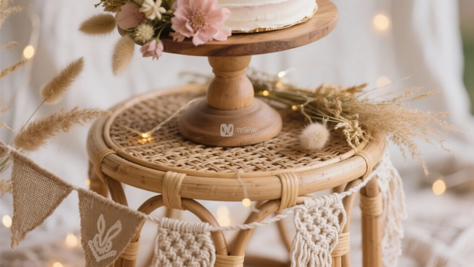 Boho Rattan, Lace, and Dried Florals