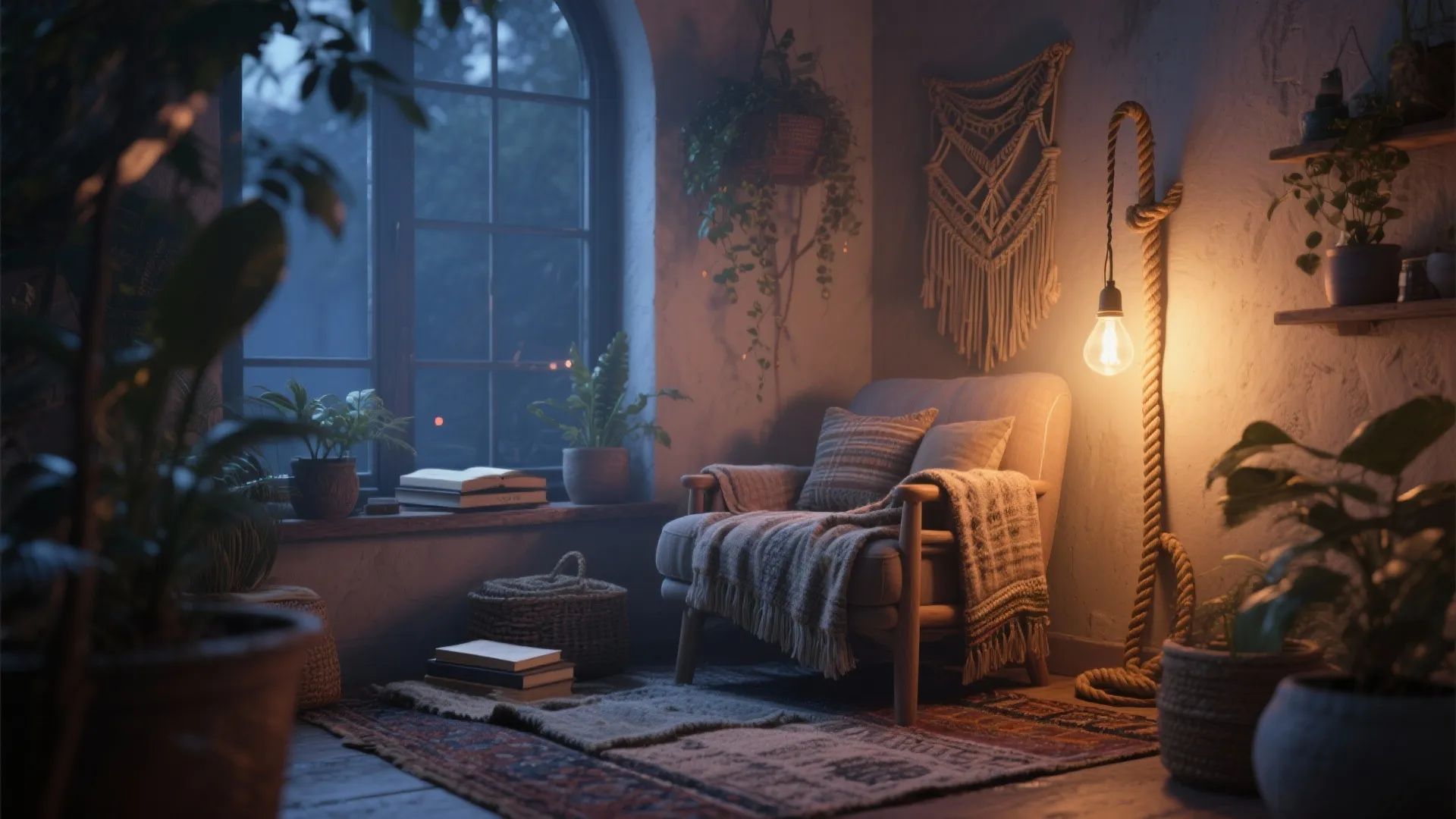 4. Boho Rope Lights for Cozy Reading Corners