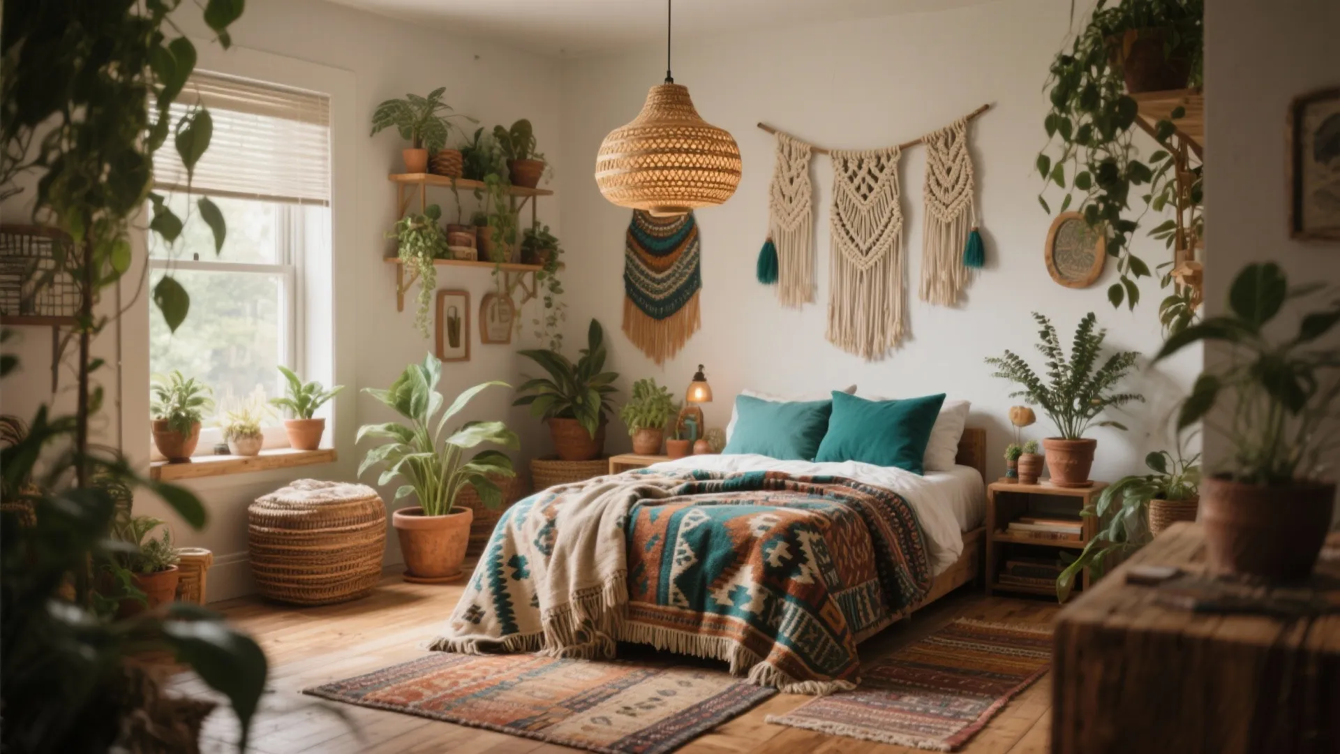 4. Boho Eclectic with Teal Accents