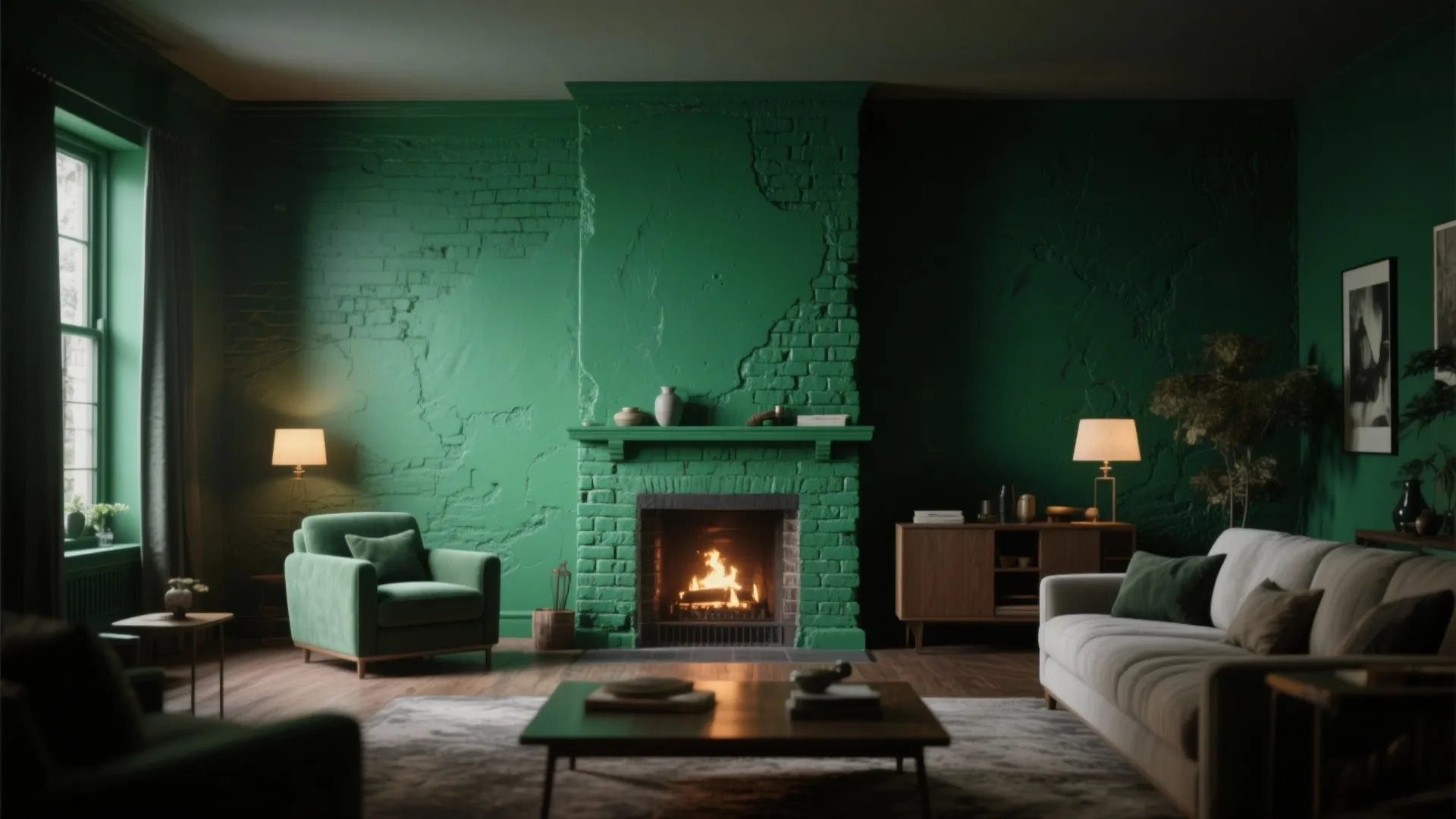 2. Bold single-color accent wall