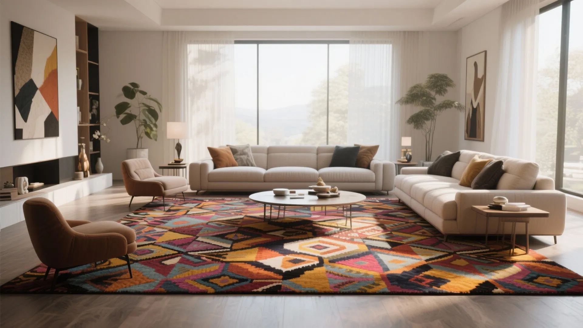 8. Bold Area Rug for Definition