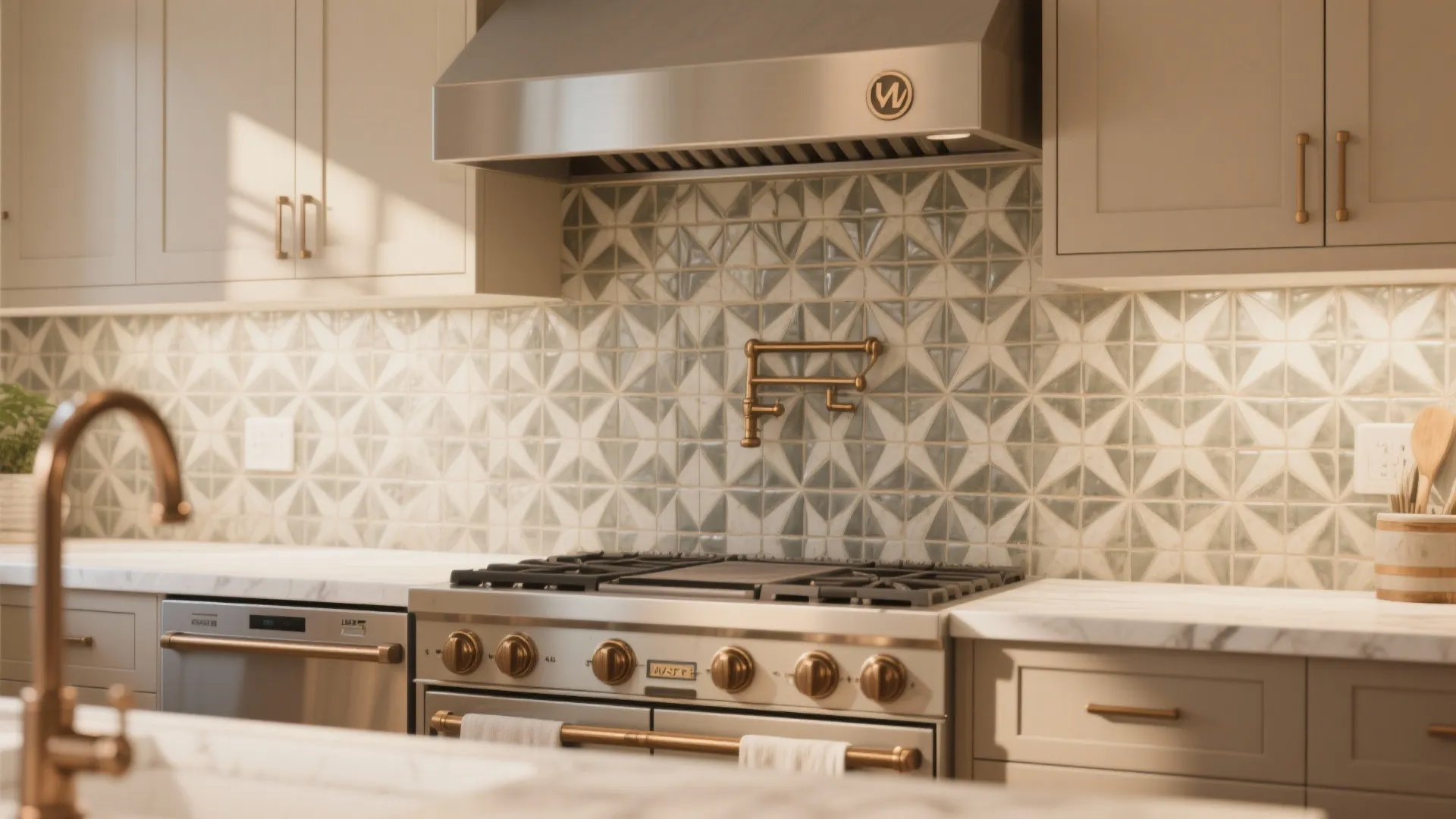 3. Bold, Textured Backsplashes