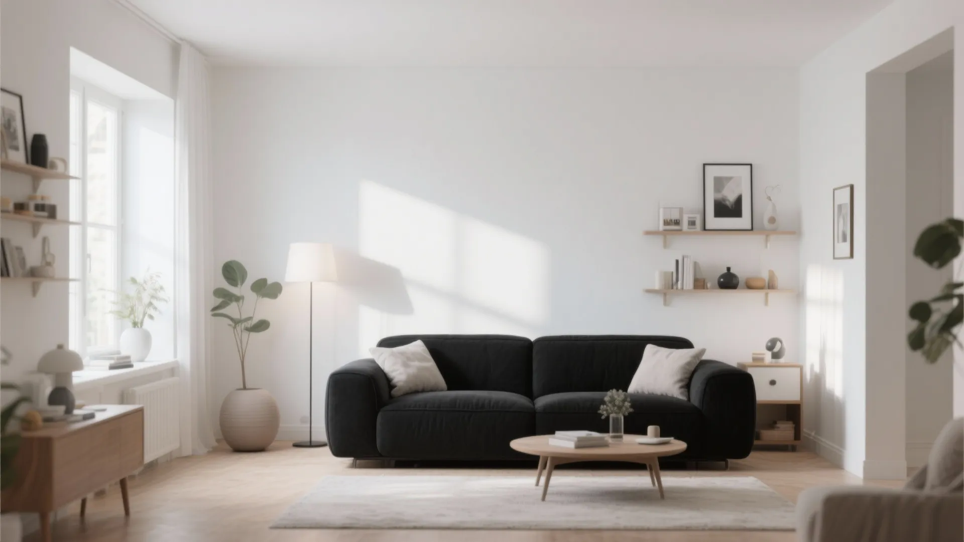 8. Bold Black Sofa as a Statement