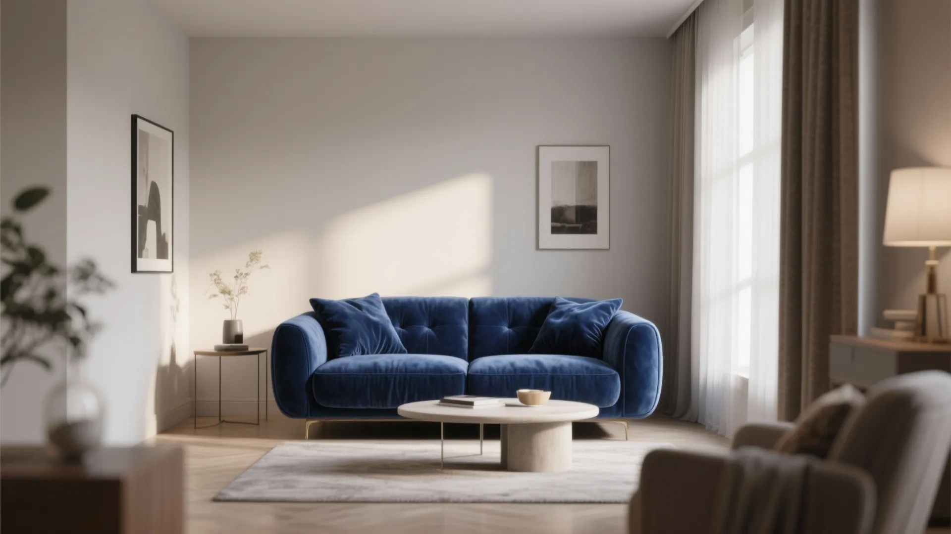 4. Bold Blue Velvet Sofa