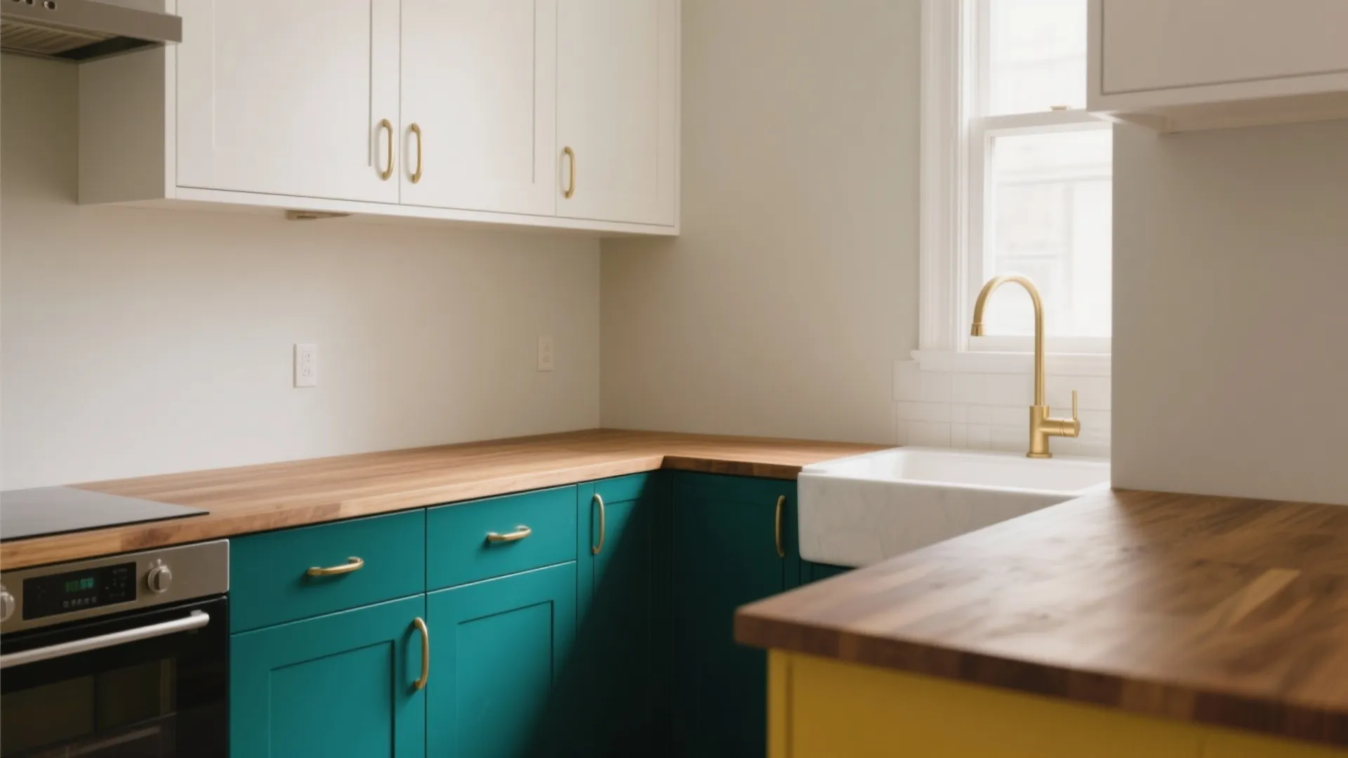 1. Bold Cabinetry, Neutral Walls