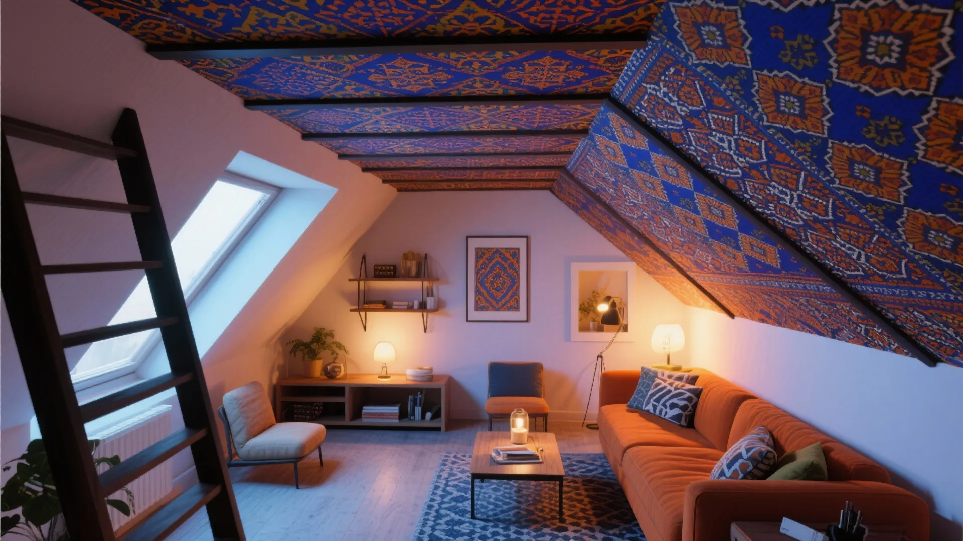 Tip 2: Bold Textile Patterns Overhead